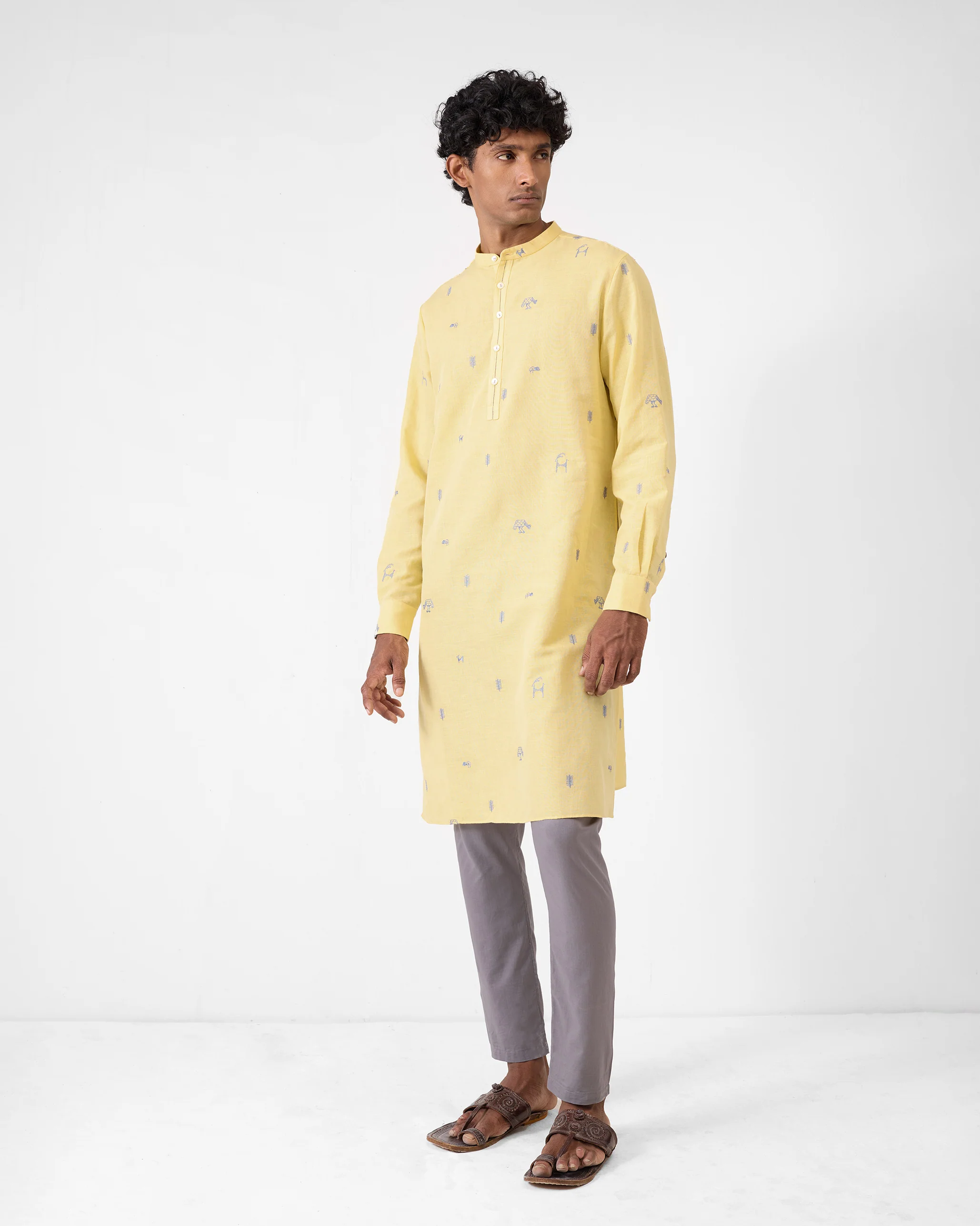 Astral Kurta - Light Yellow Embroidered - Image 7