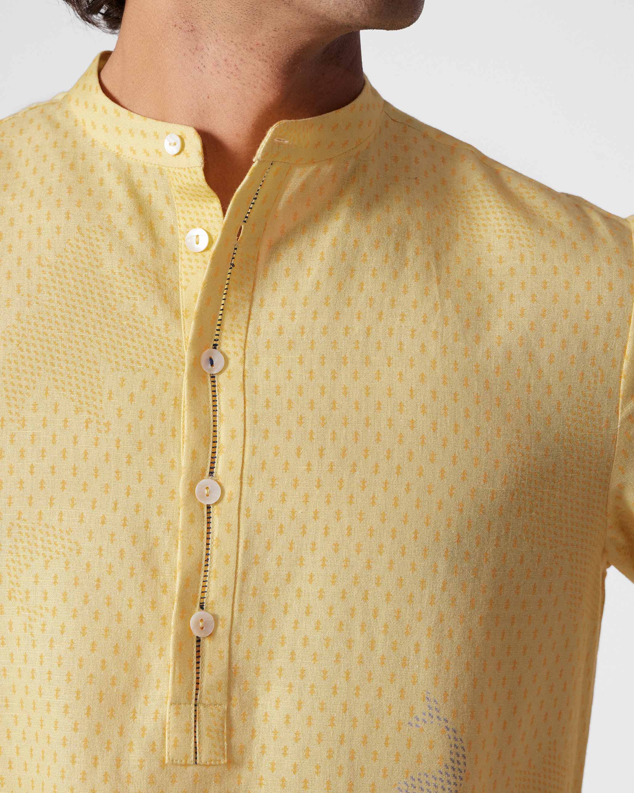 Astral Kurta - Light Yellow Printed - Image 4
