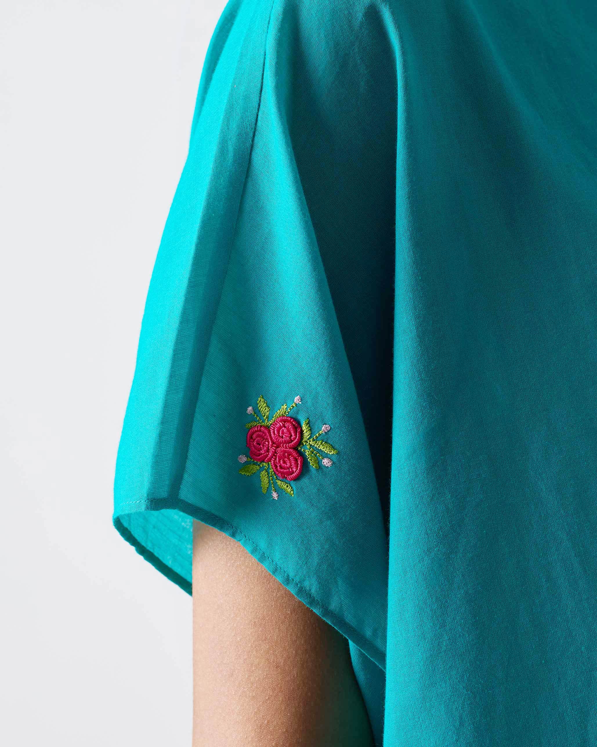 Asymmetrical Hem Top - Aqua - Image 2