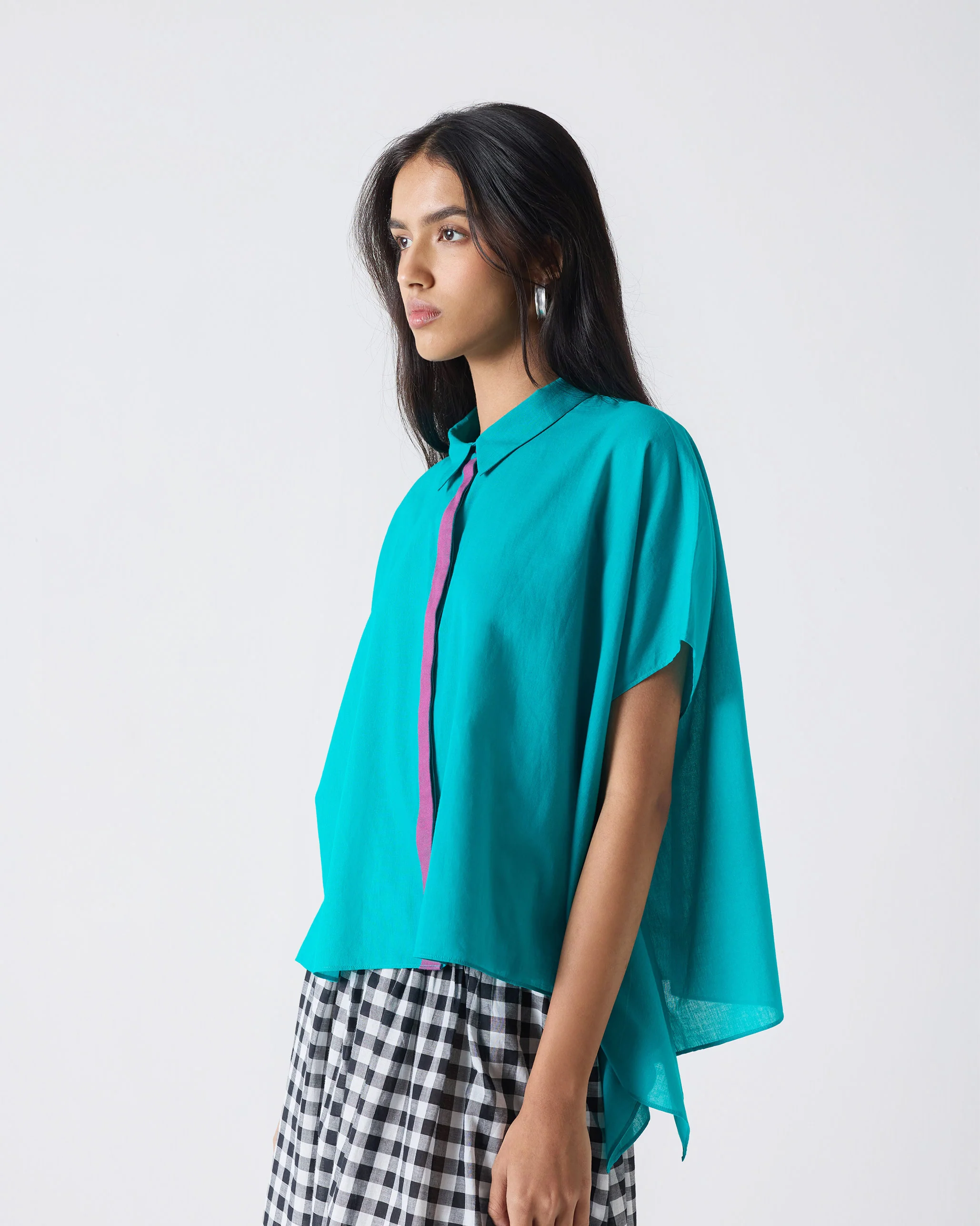 Asymmetrical Hem Top - Aqua - Image 3