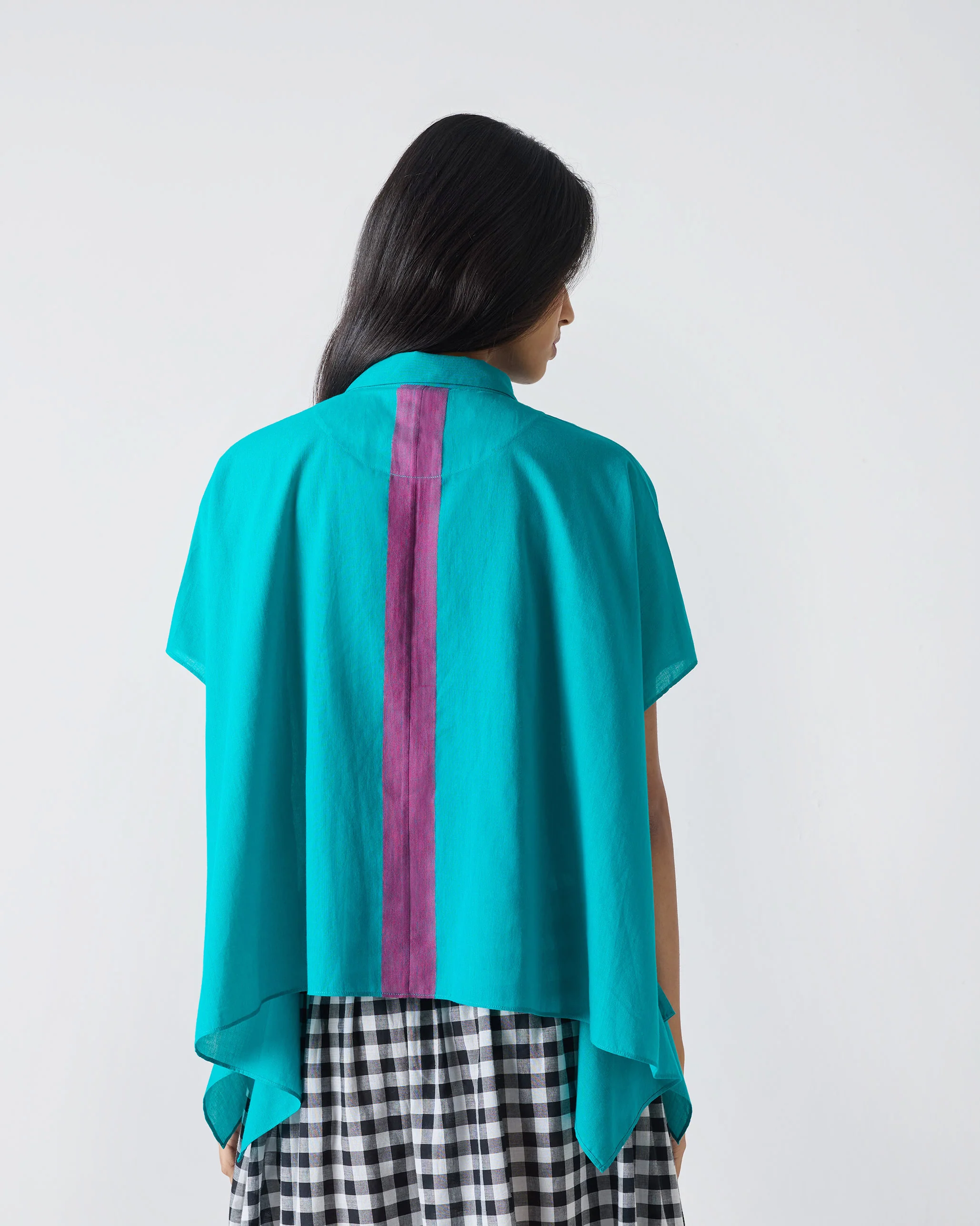 Asymmetrical Hem Top - Aqua - Image 4