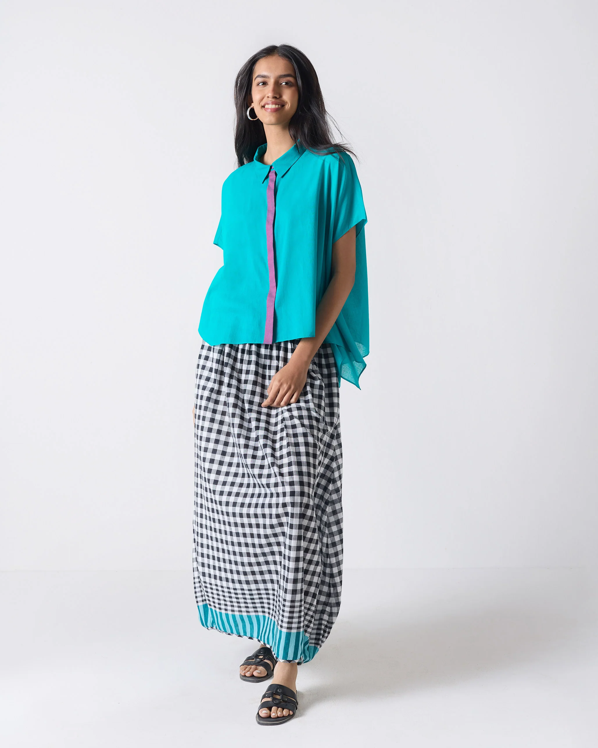 Asymmetrical Hem Top - Aqua - Image 5