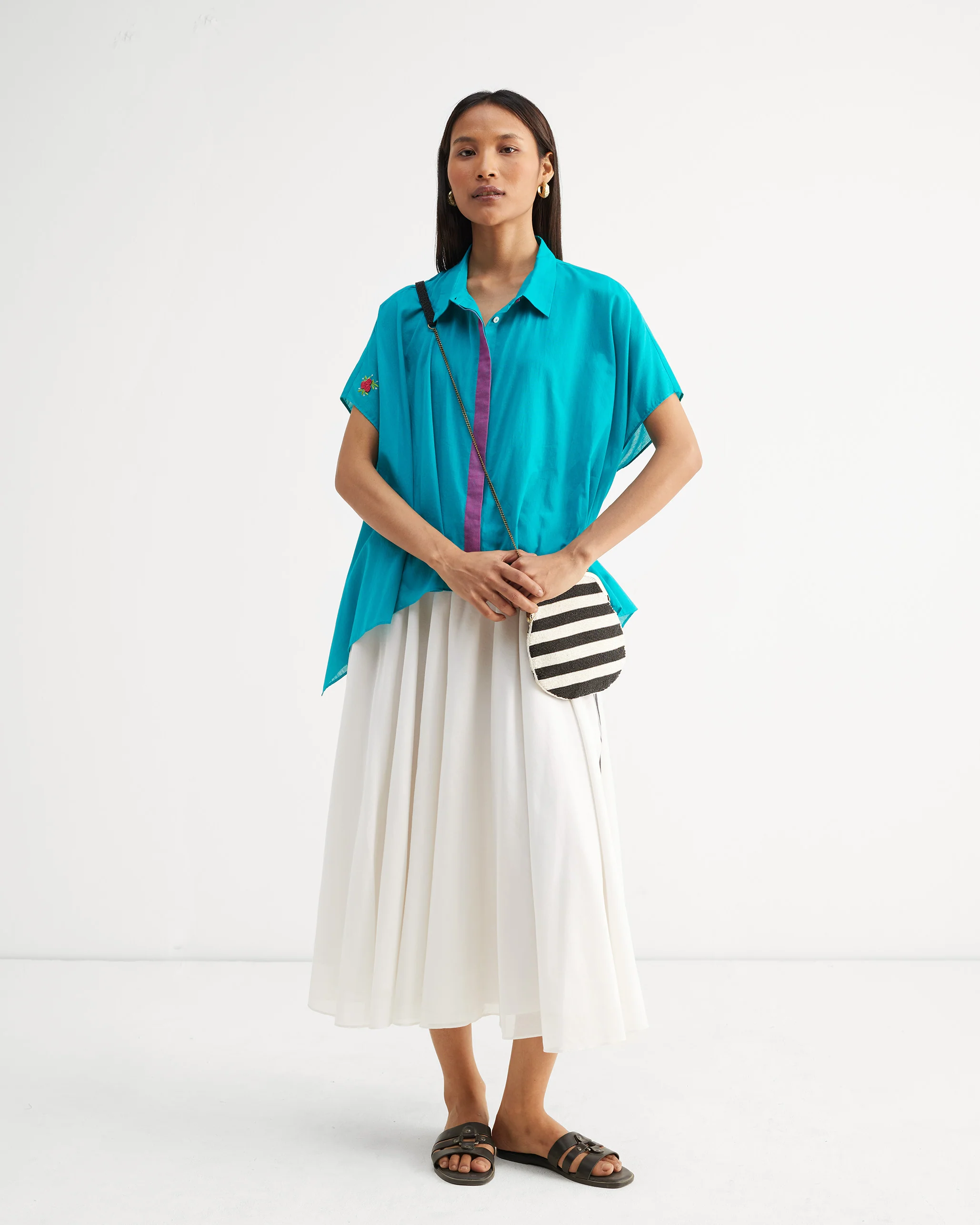 Asymmetrical Hem Top - Aqua - Image 6