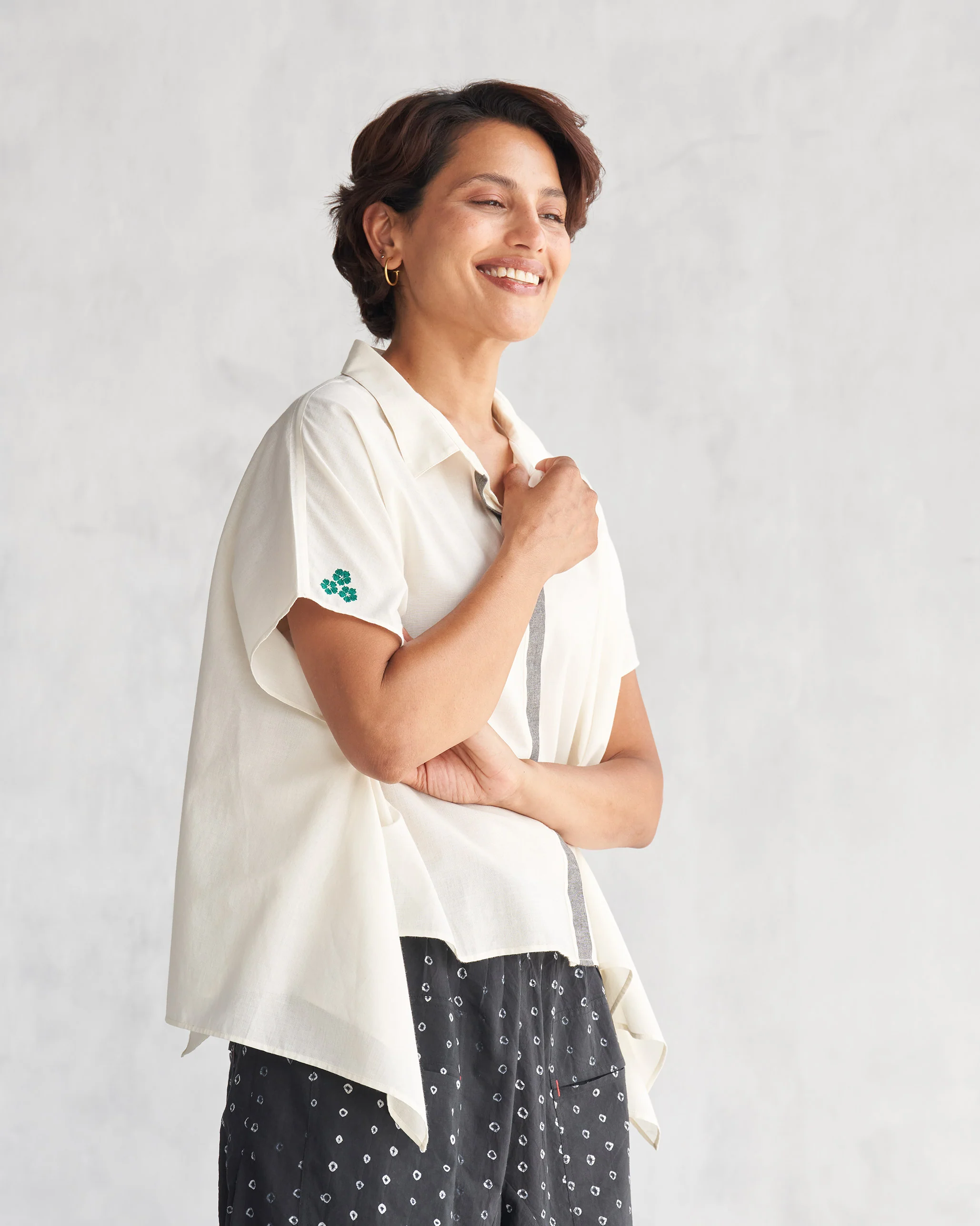 Asymmetrical Hem Top - Ivory - Image 4