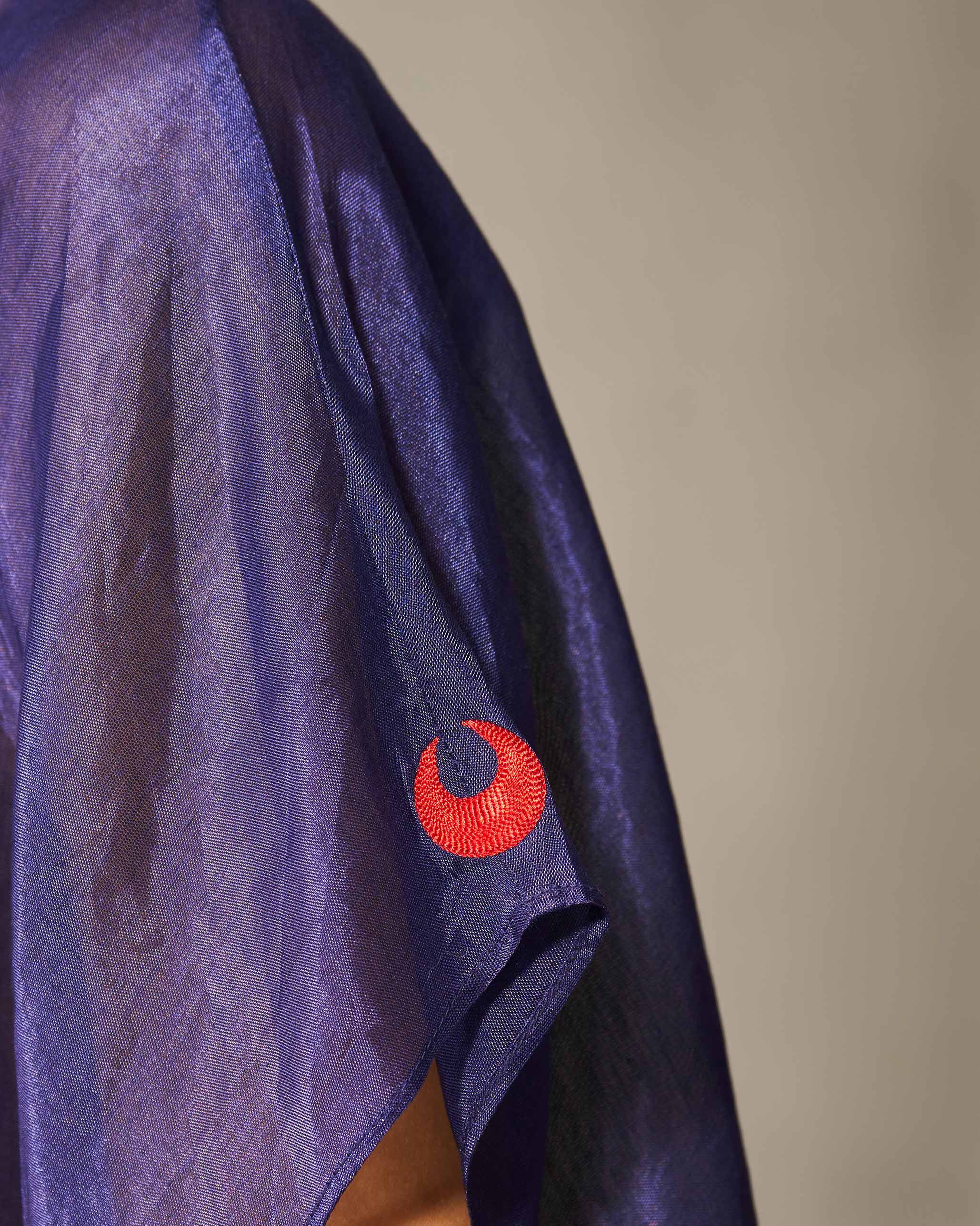 Asymmetrical Hem Top - Navy & Silver - Image 4