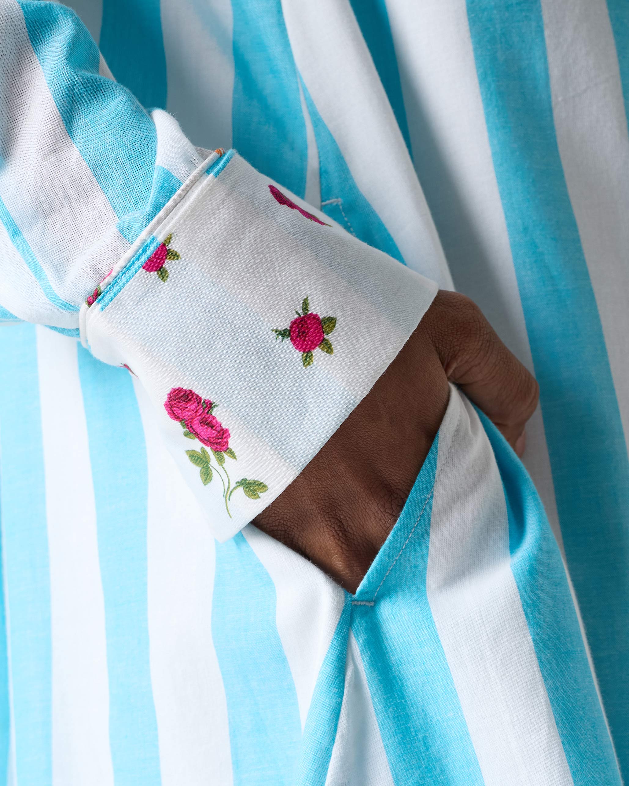 Ava Shirt Dress - Aqua & White Stripes - Image 3