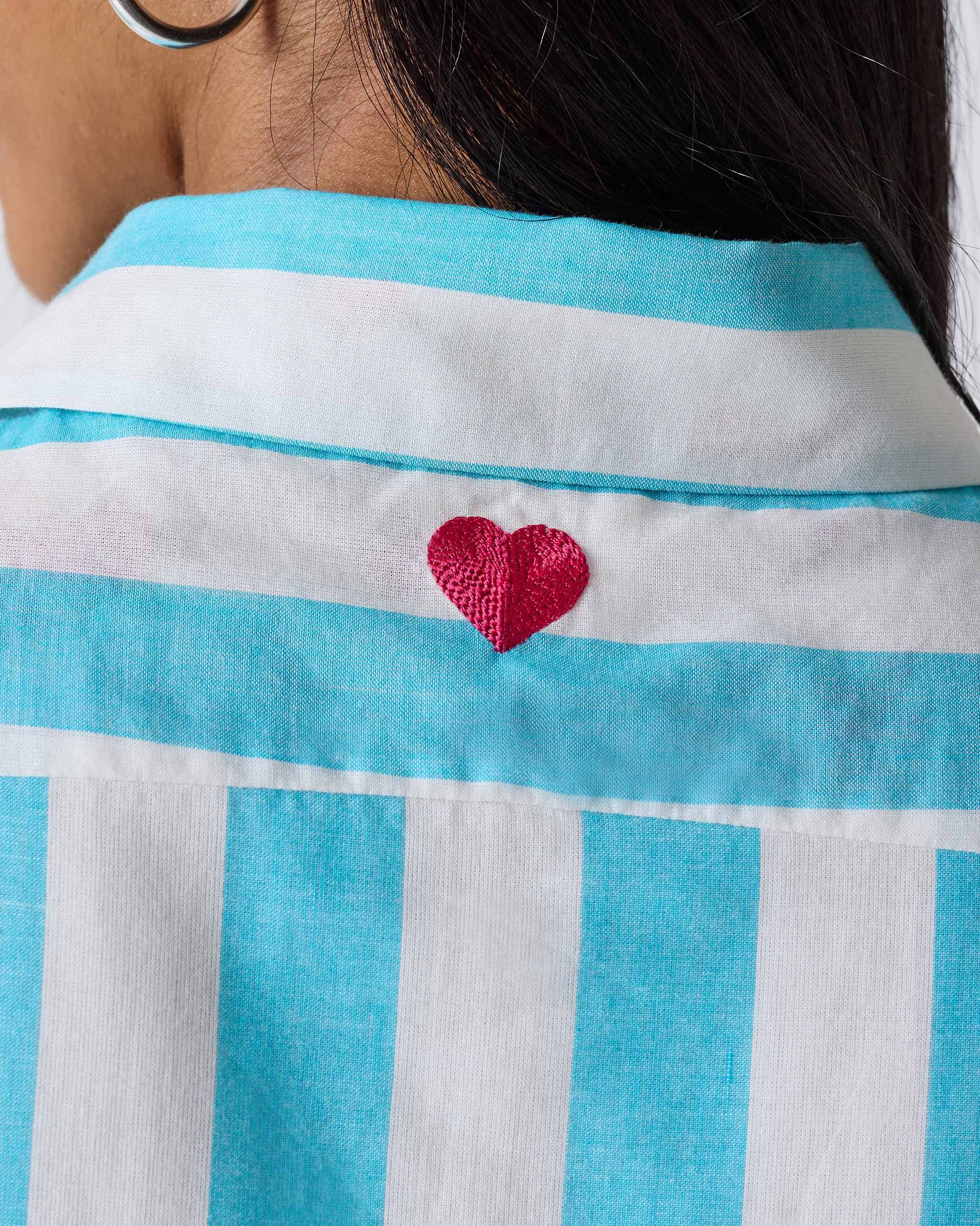 Ava Shirt Dress - Aqua & White Stripes - Image 5