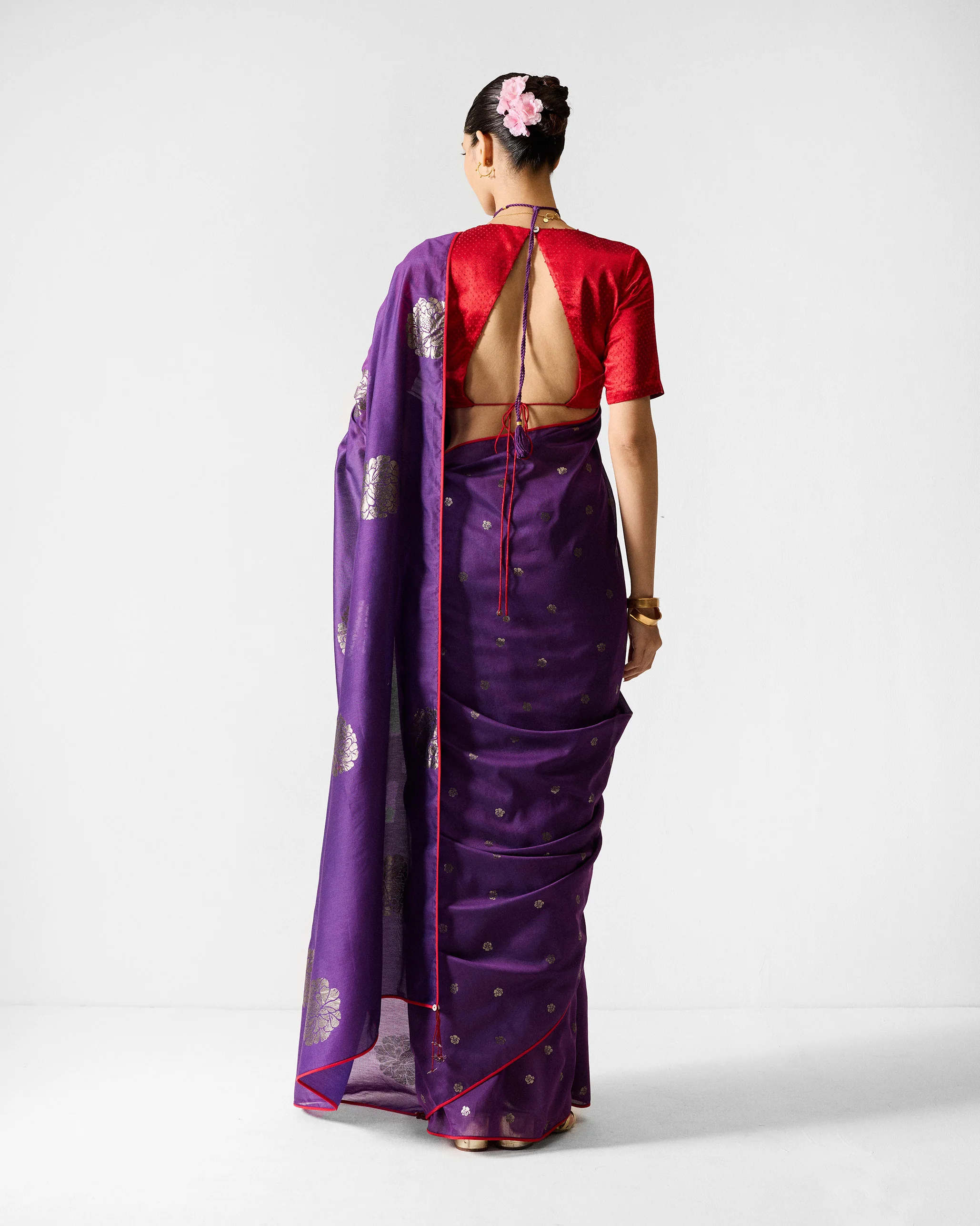 Avni Sari - Purple & Silver Printed - Image 2