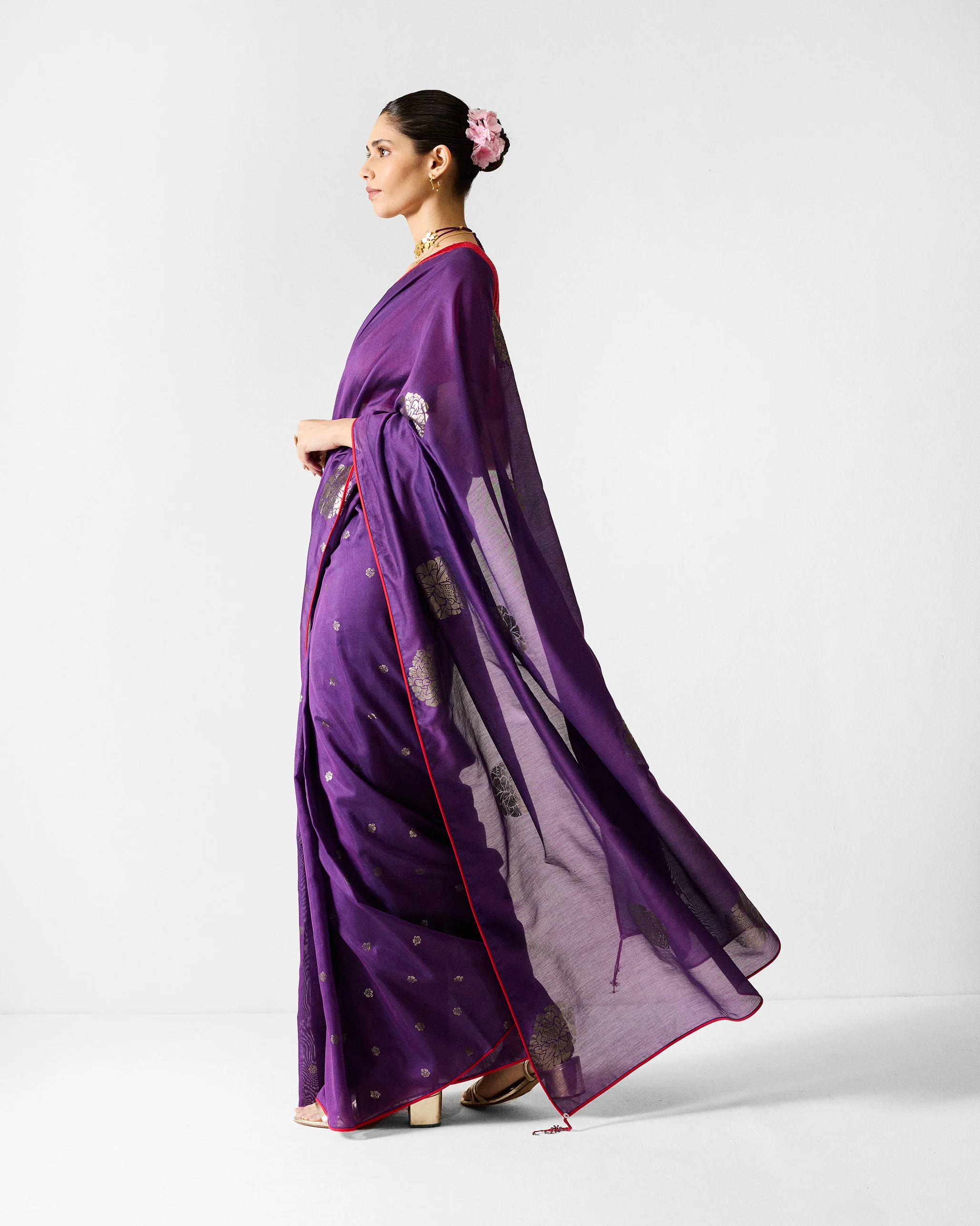 Avni Sari - Purple & Silver Printed - Image 3