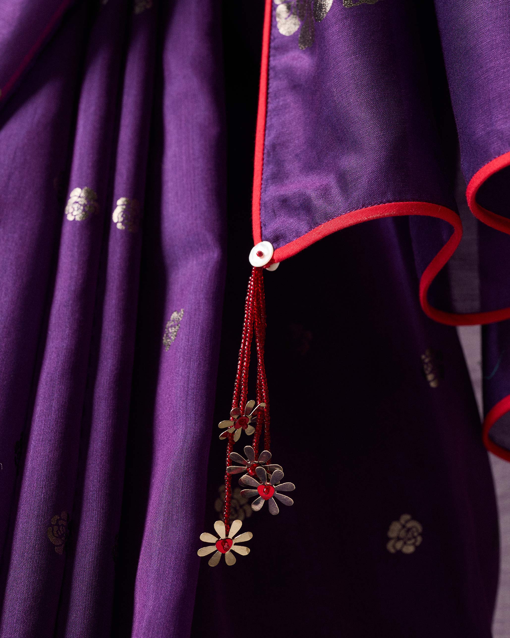 Avni Sari - Purple & Silver Printed - Image 5