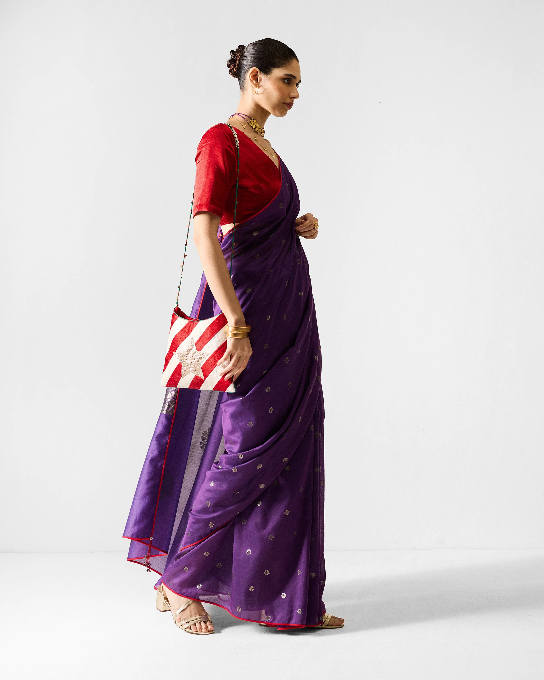 Avni Sari - Purple & Silver Printed - Image 6