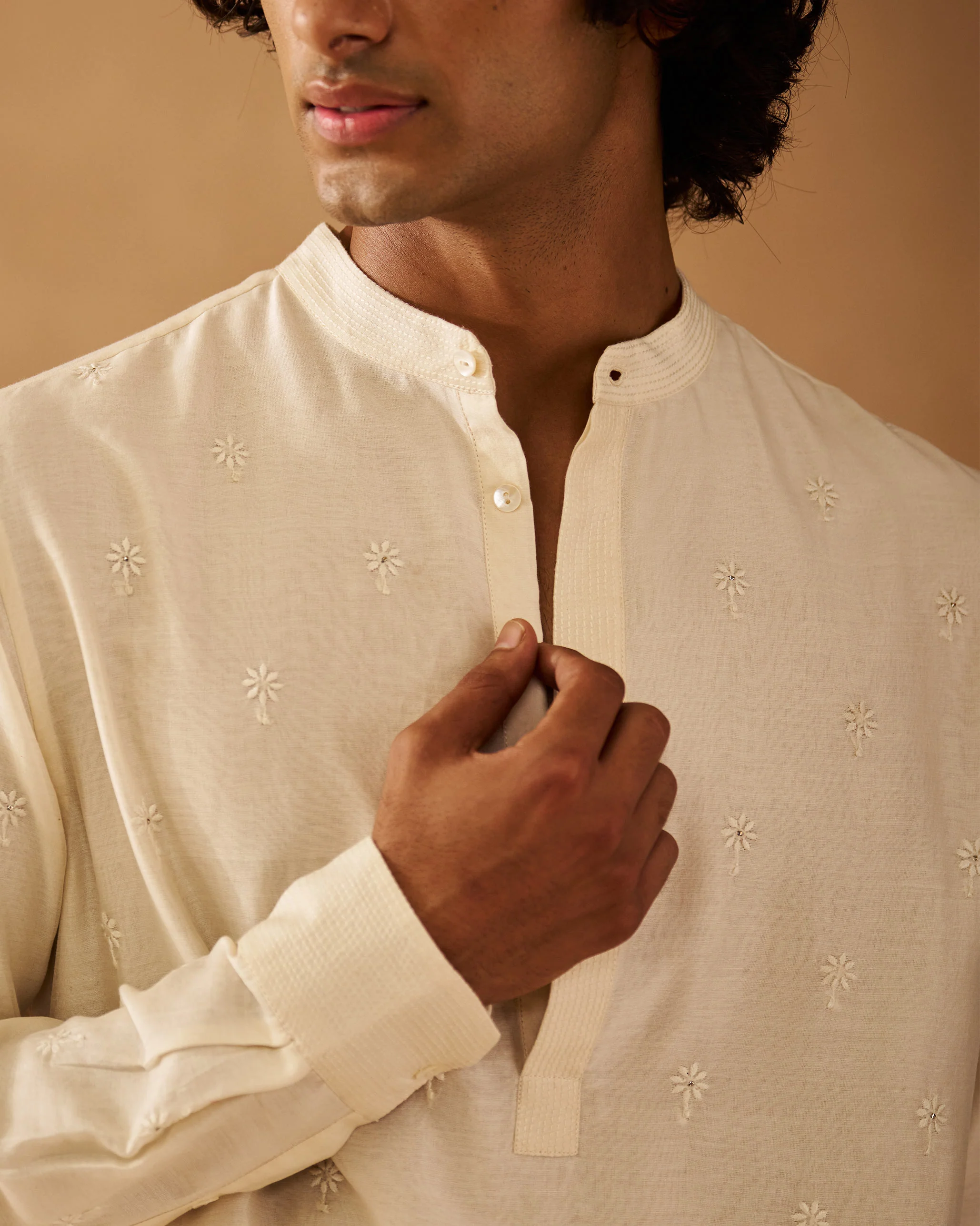 Awadh Kurta - Ivory Chikankari - Image 2