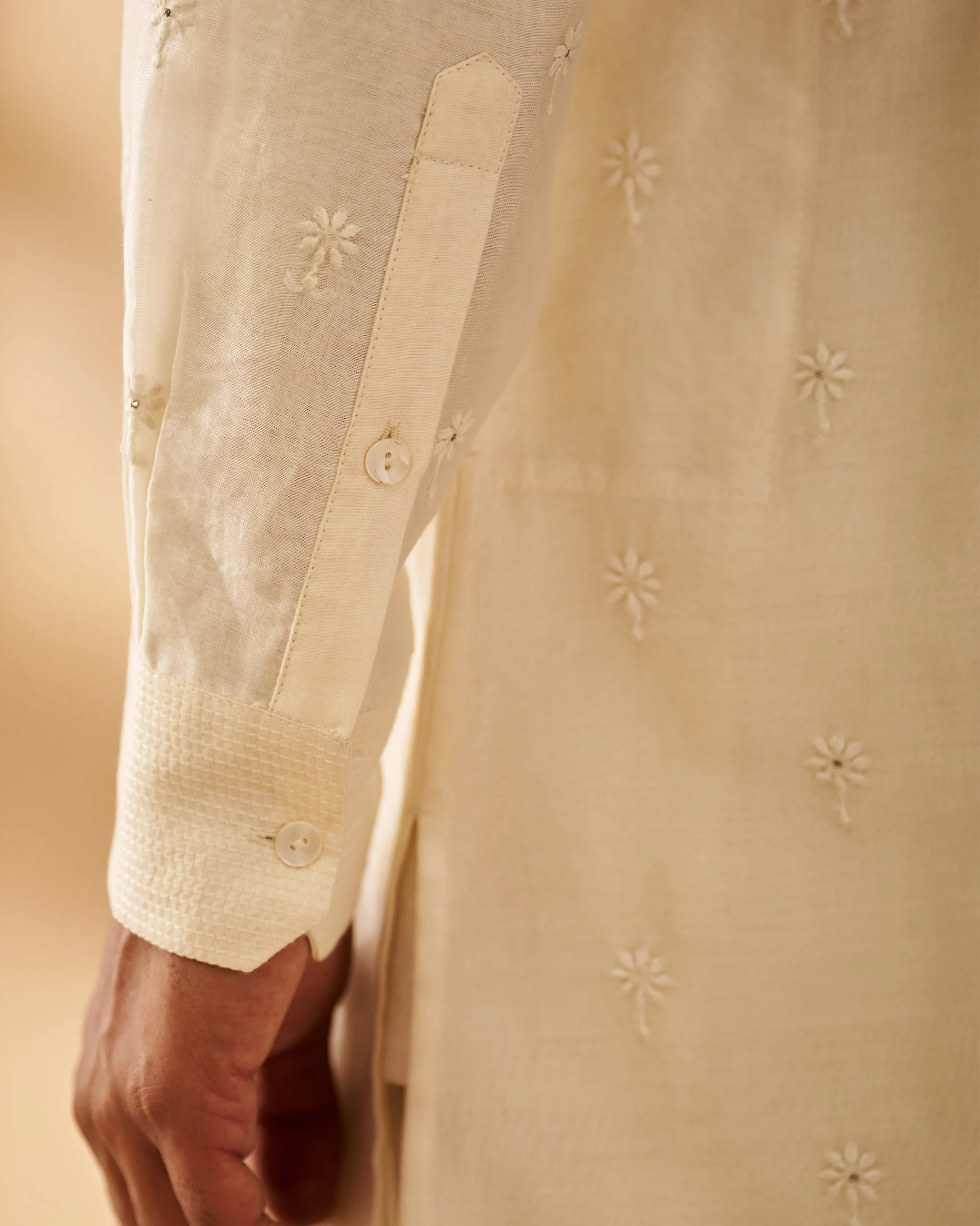 Awadh Kurta - Ivory Chikankari - Image 4