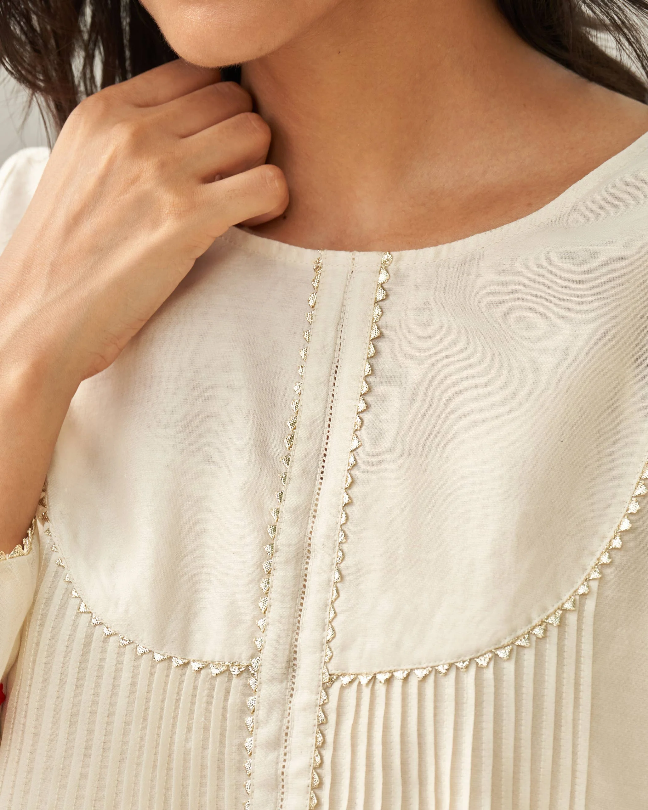 Ayat Kurta with Slip - Ivory - Image 4