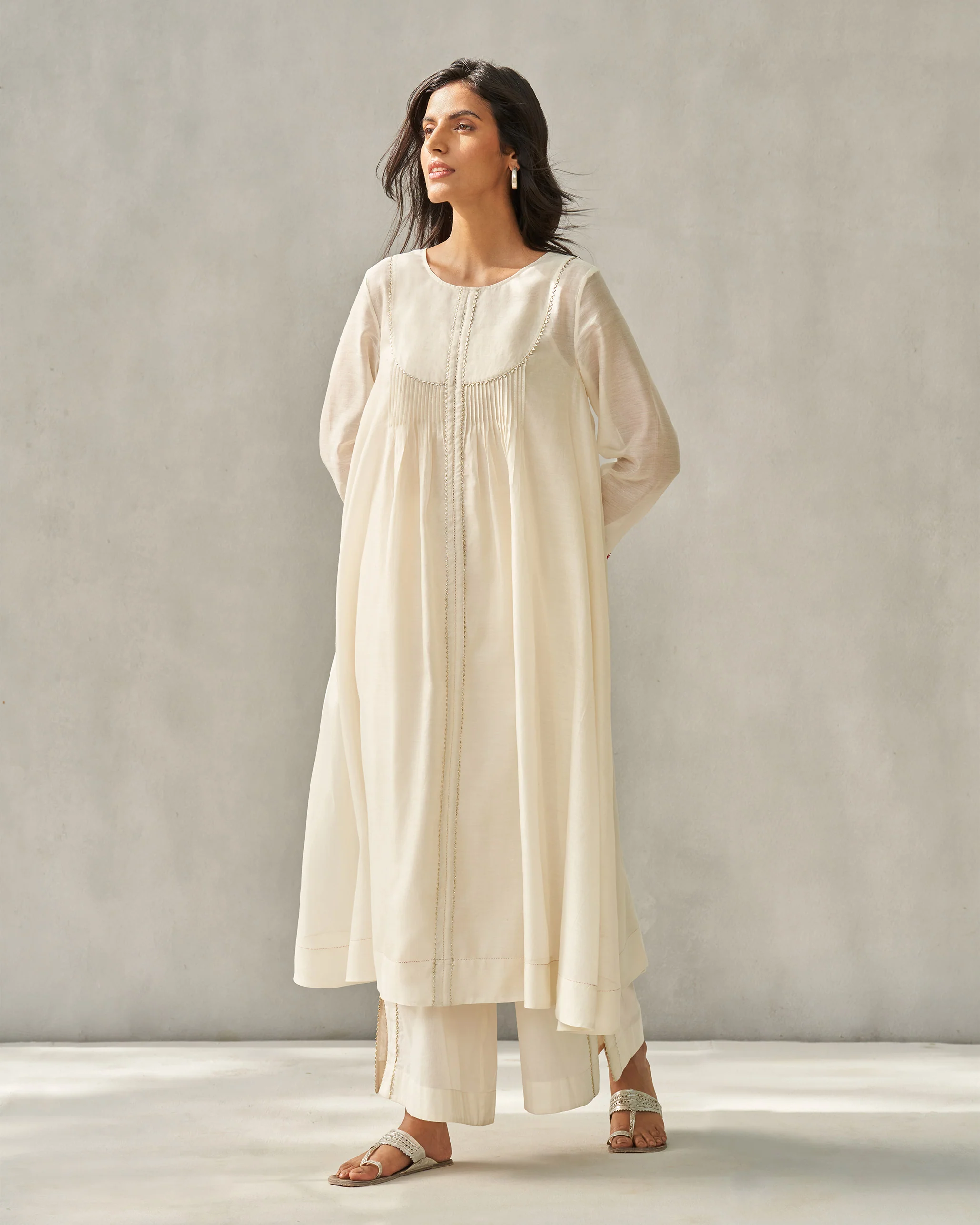 Ayat Kurta with Slip - Ivory - Image 5