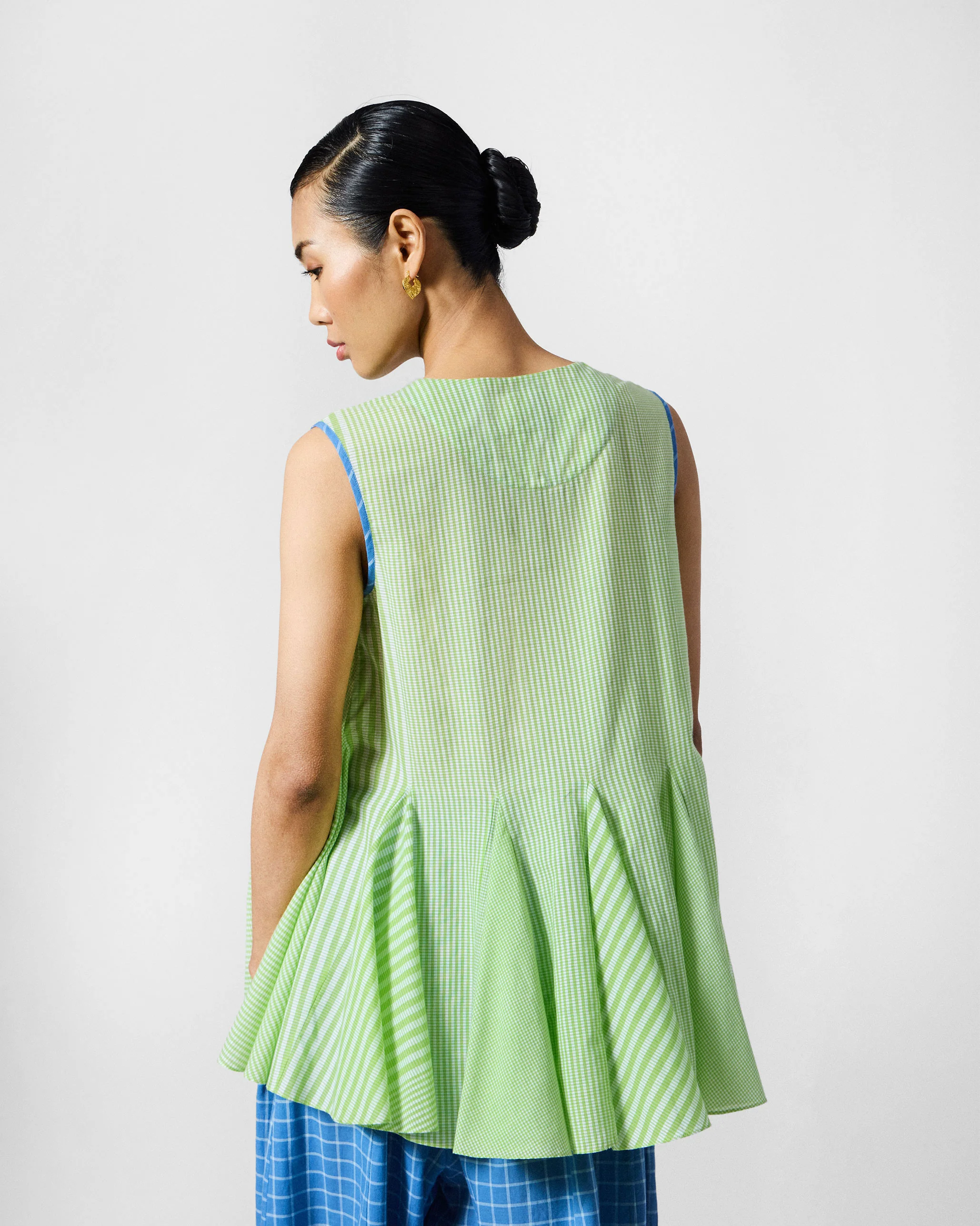 Ayra Top - Green & White Checks - Image 3