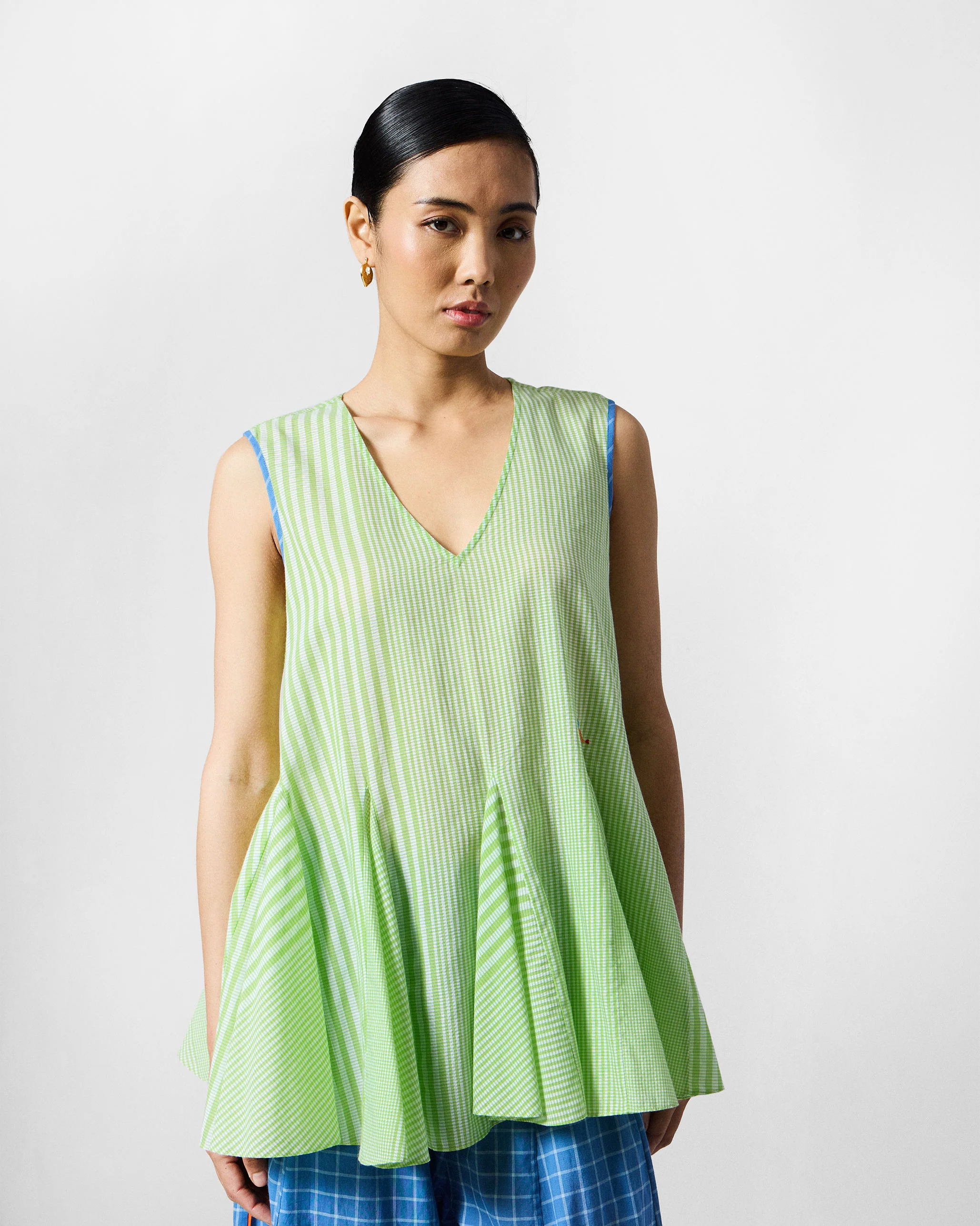 Ayra Top - Green & White Checks - Image 6