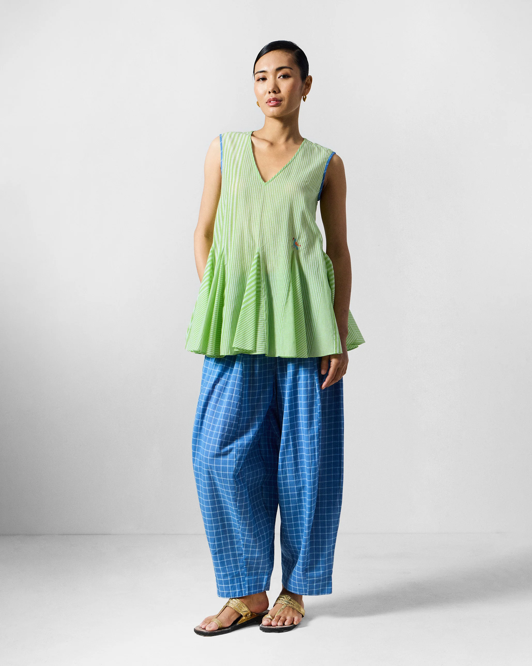 Ayra Top - Green & White Checks - Image 8