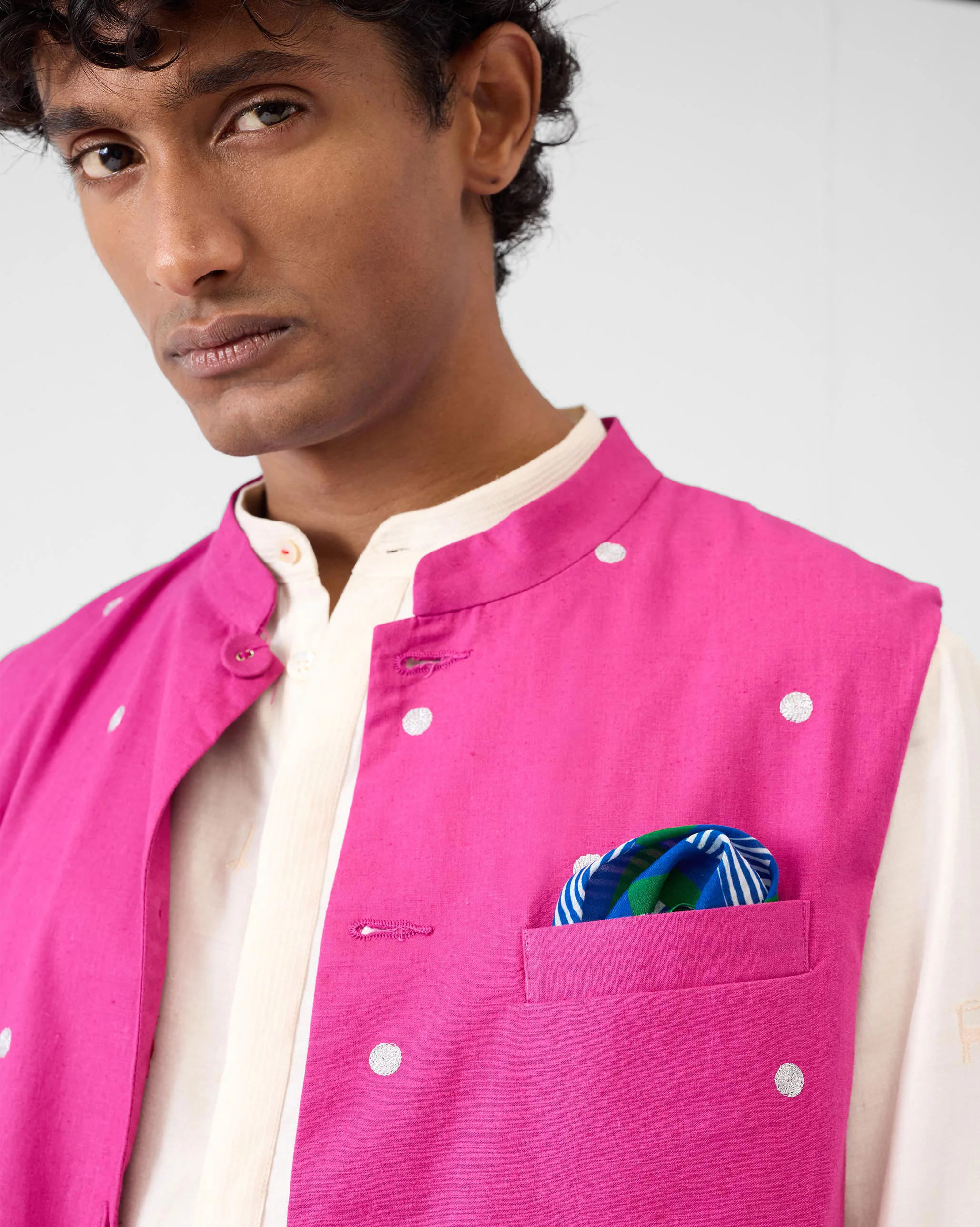 Baagh Pocket Square - Blue & Green - Image 5