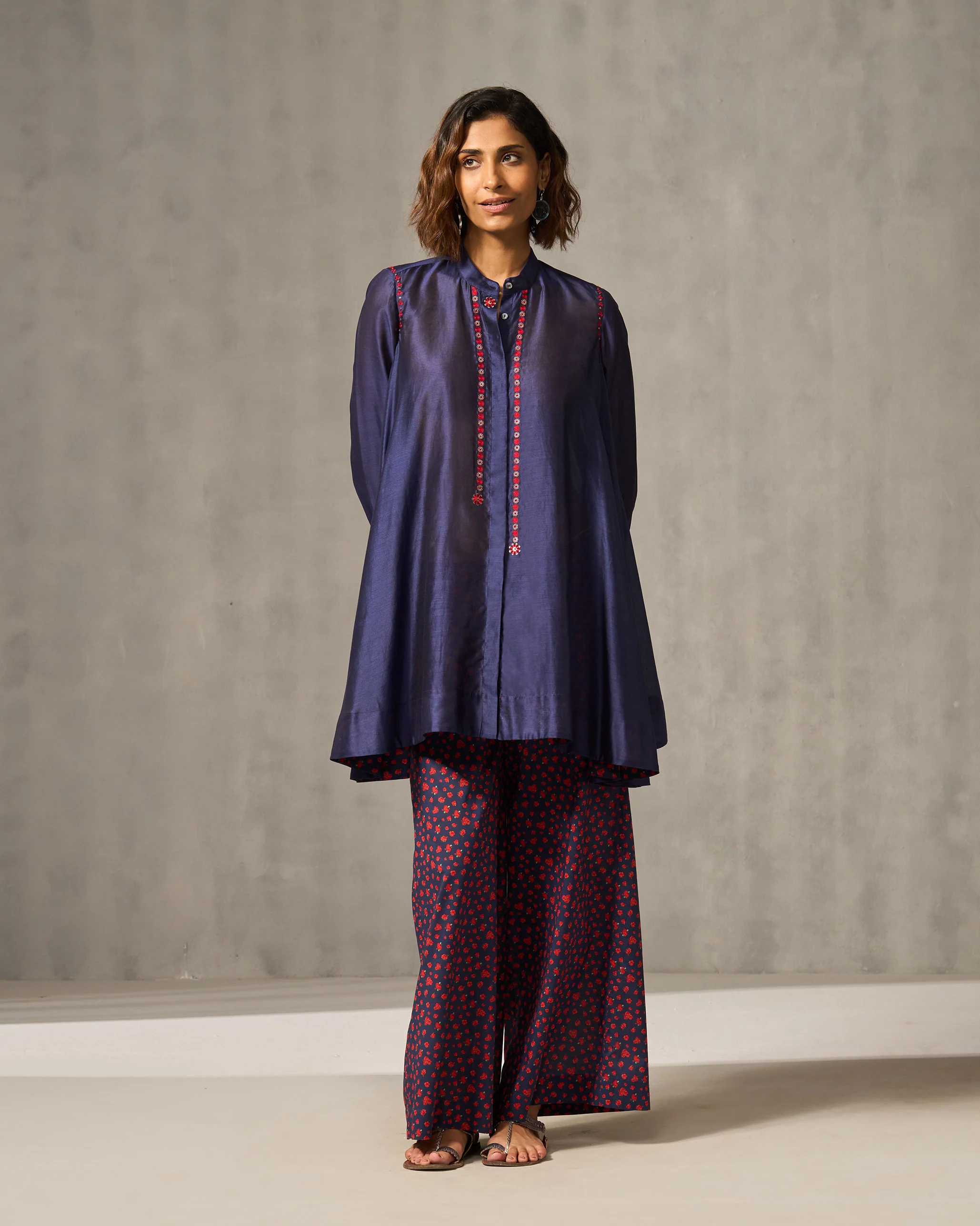 Back Gathered Top - Navy Embroidered - Image 9