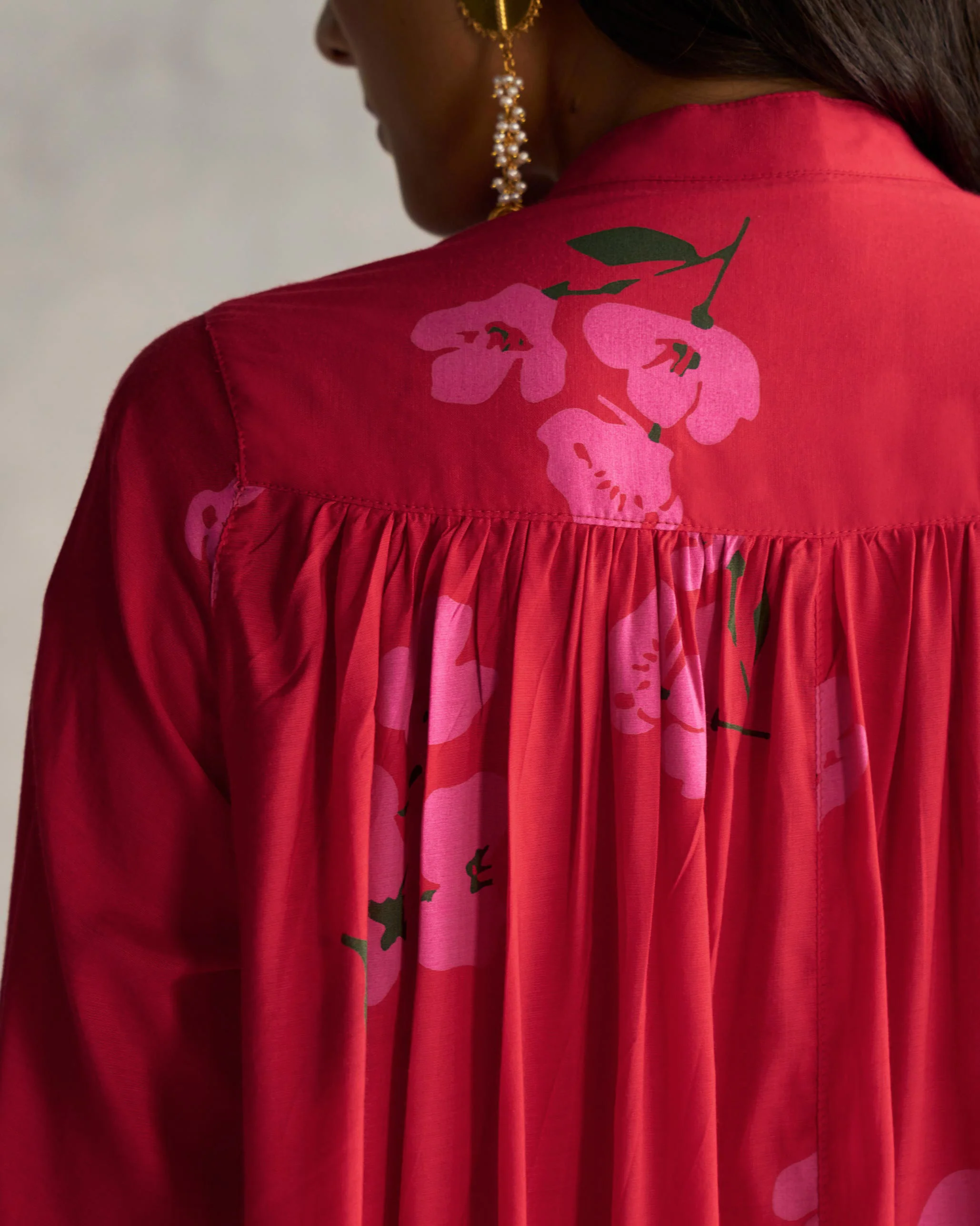 Back Gathered Top - Red - Image 2
