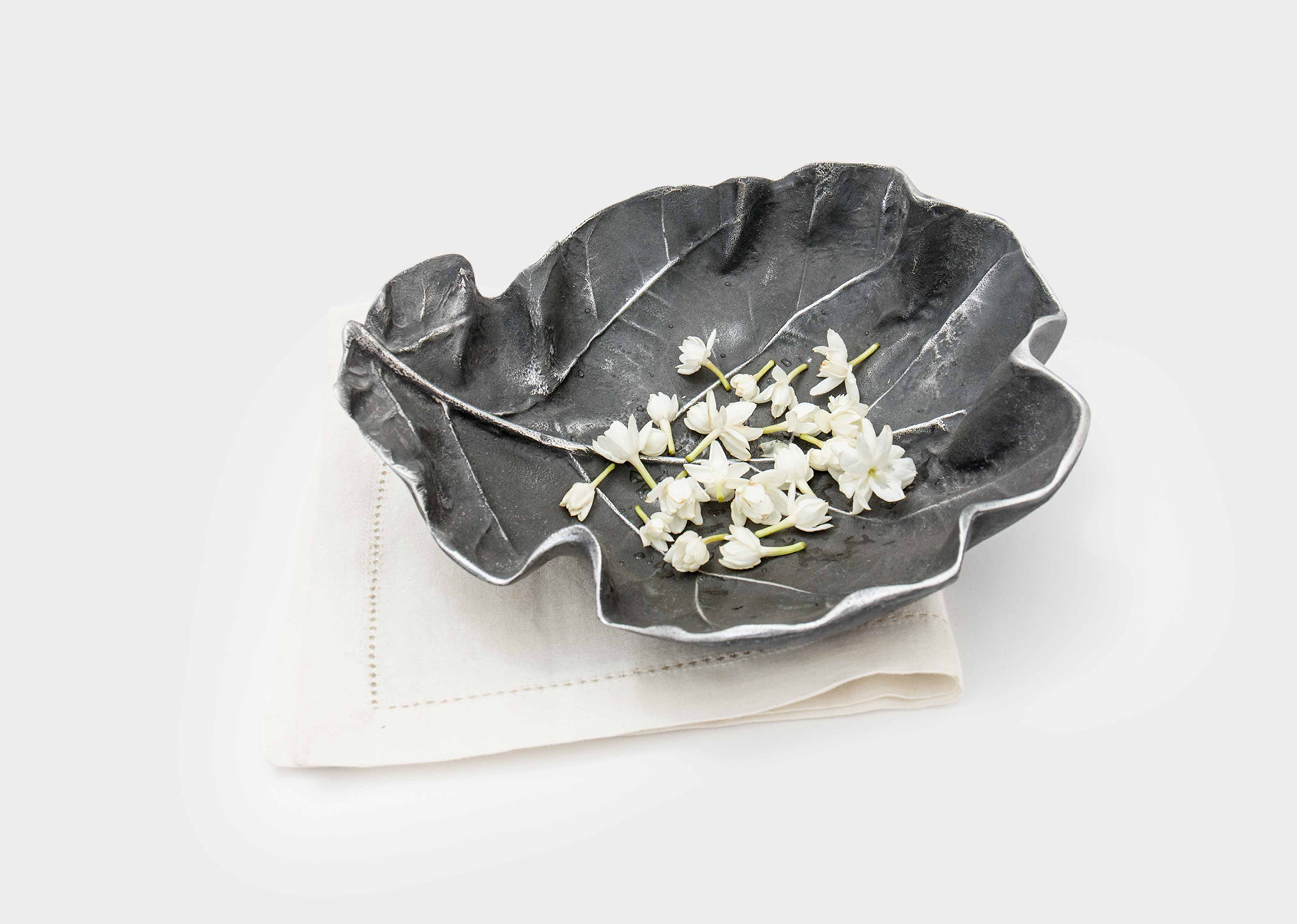 Badam Leaf Incense Holder - Antique Silver - Image 3
