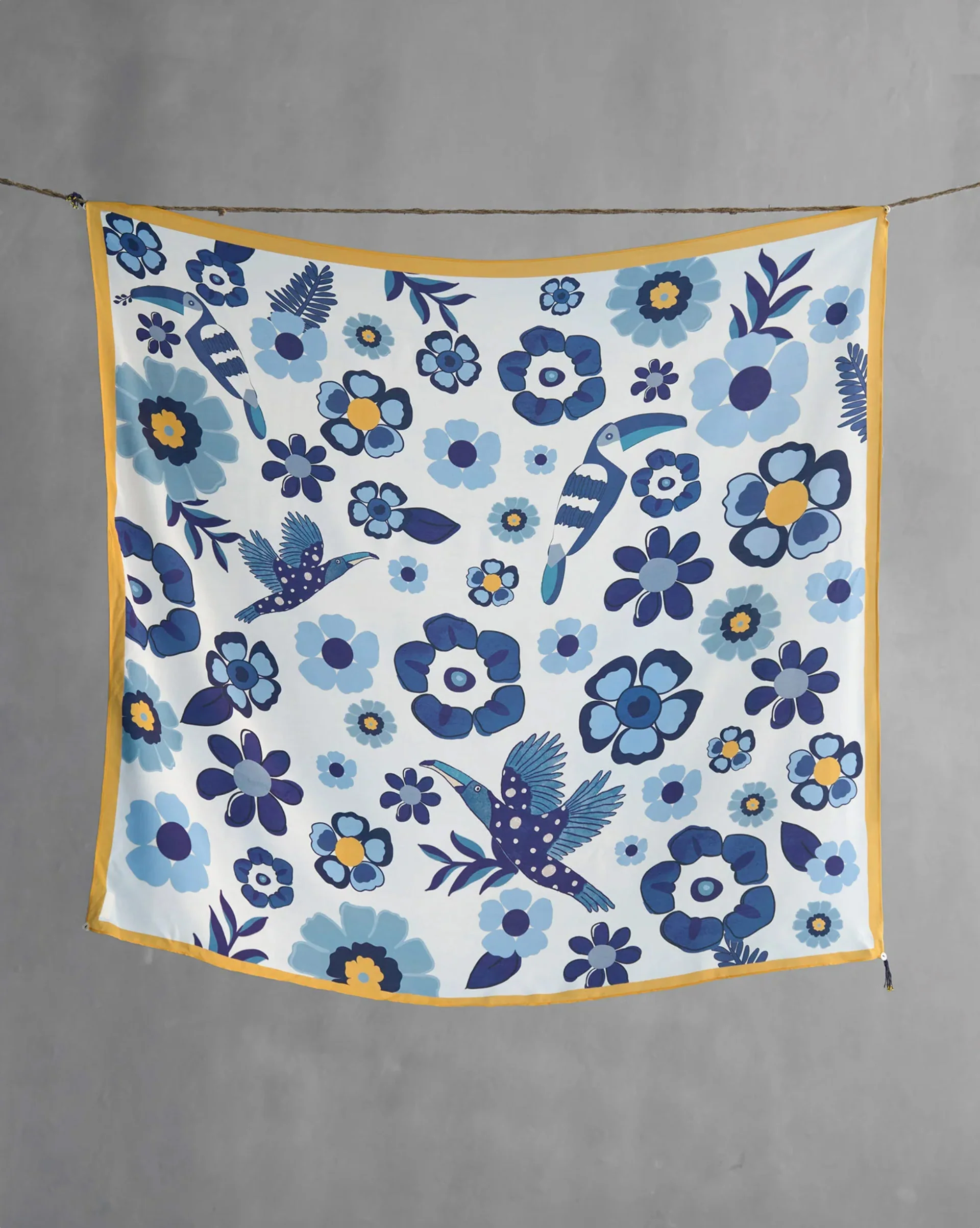 Bagan Bagh Scarf - Ivory & Navy - Image 3