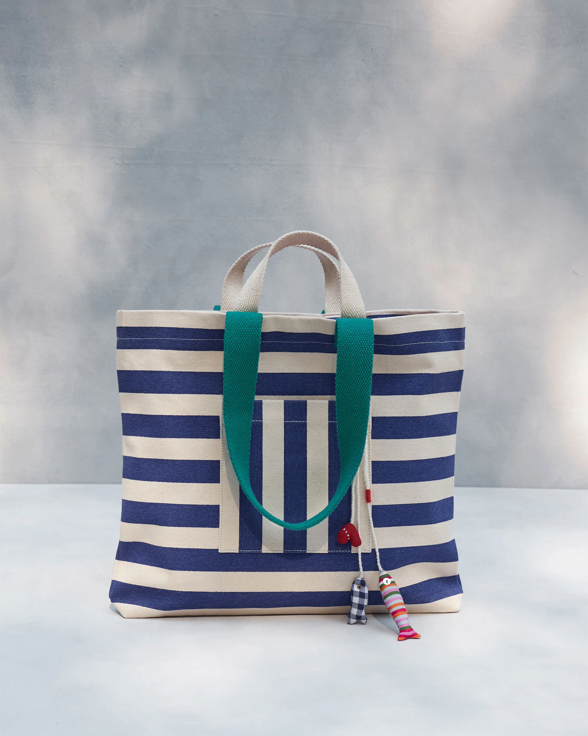 Bagan Stripe Tote - Cobalt Blue & Ivory - Image 4