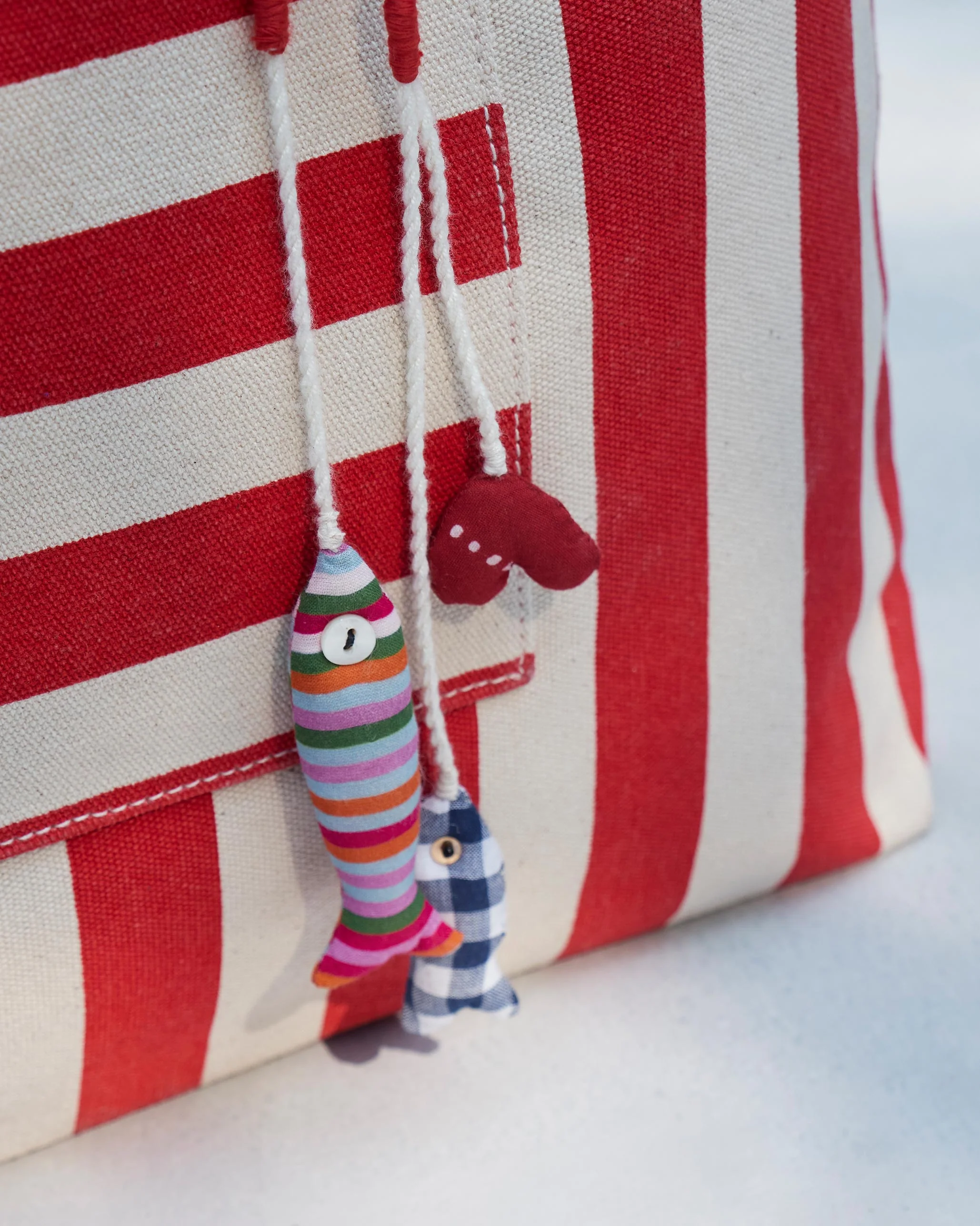 Bagan Stripe Tote - Red & Ivory - Image 2