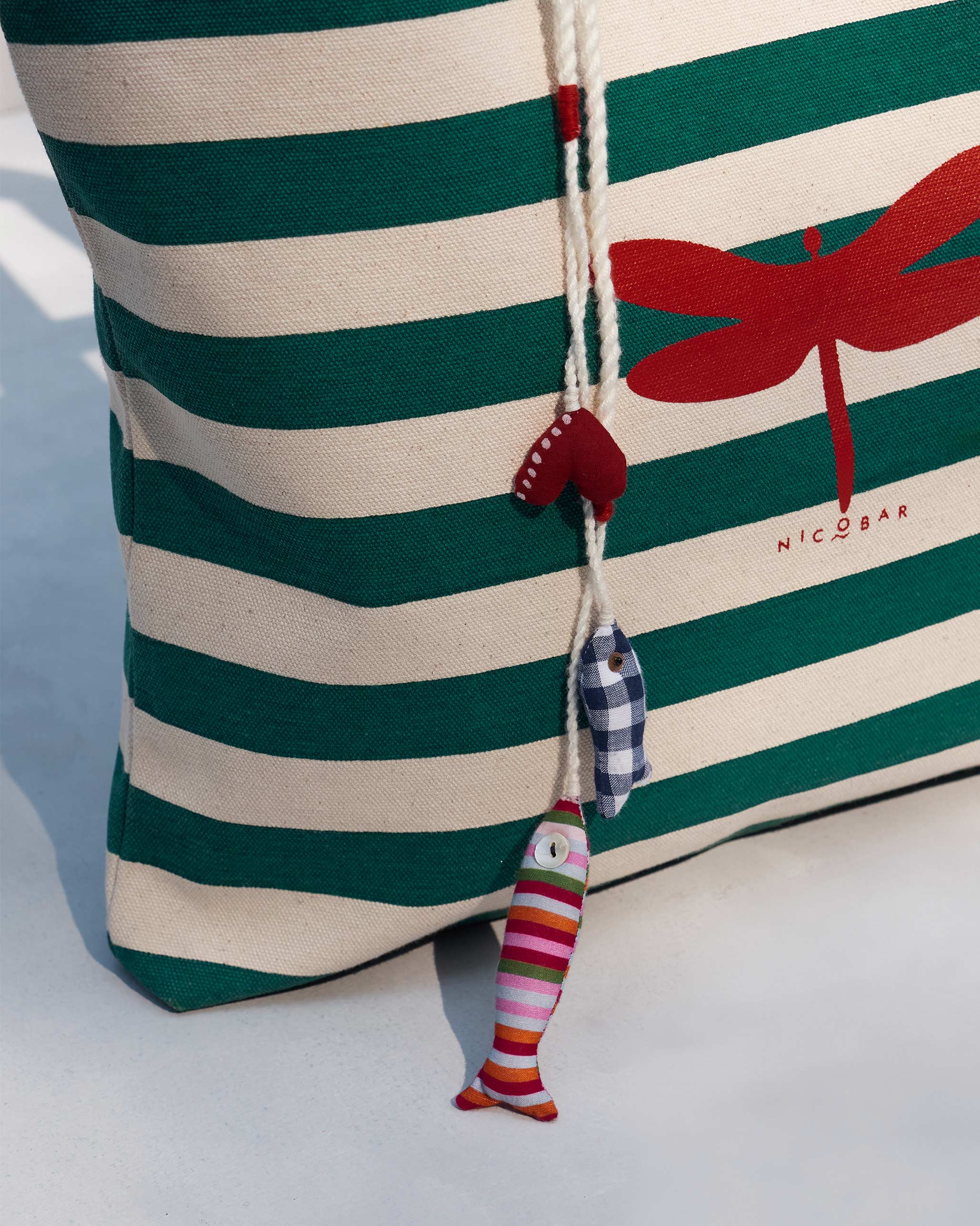 Bagan Stripe Tote - Teal & Ivory - Image 2