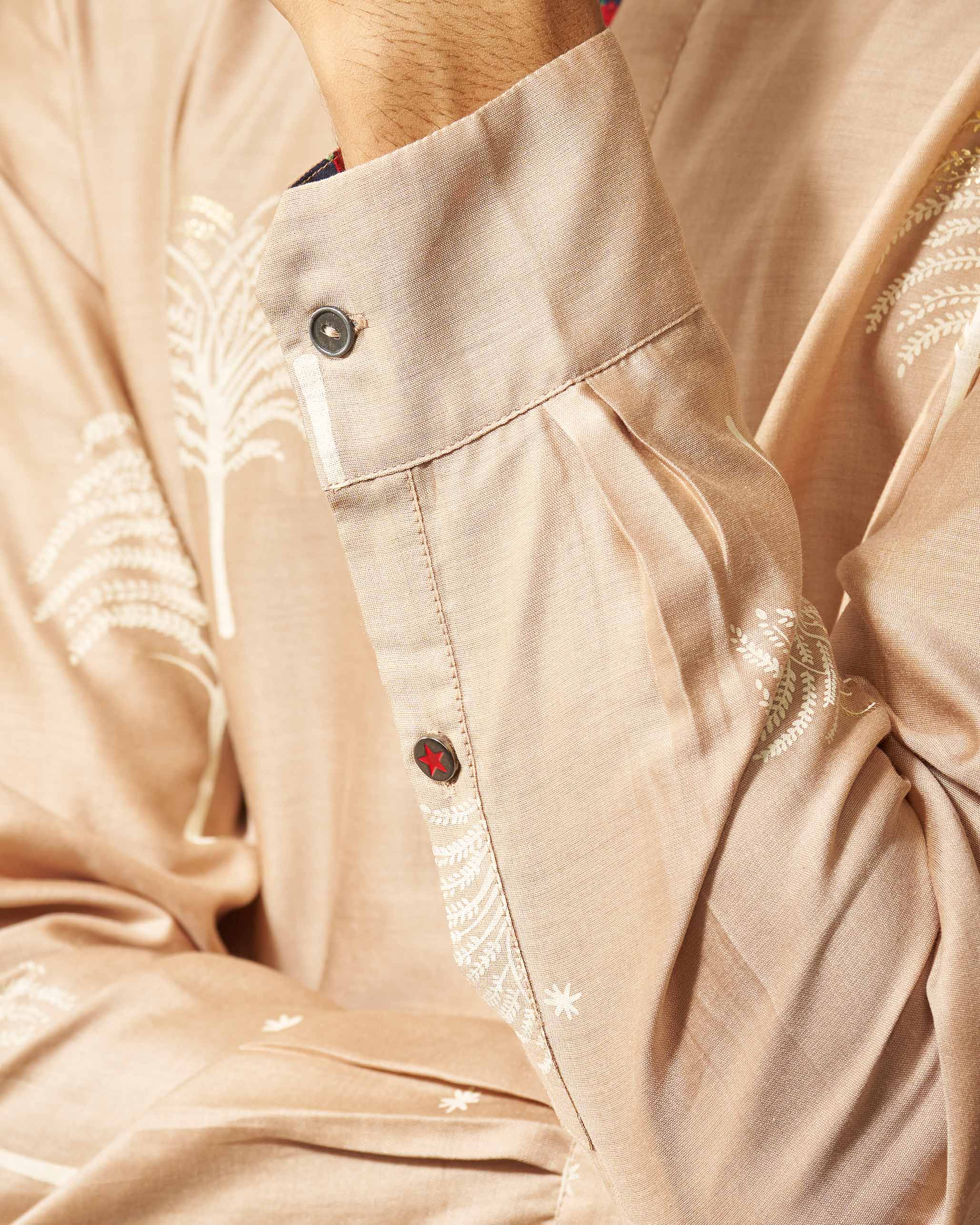 Bageecha Kurta - Light Brown Print - Image 3