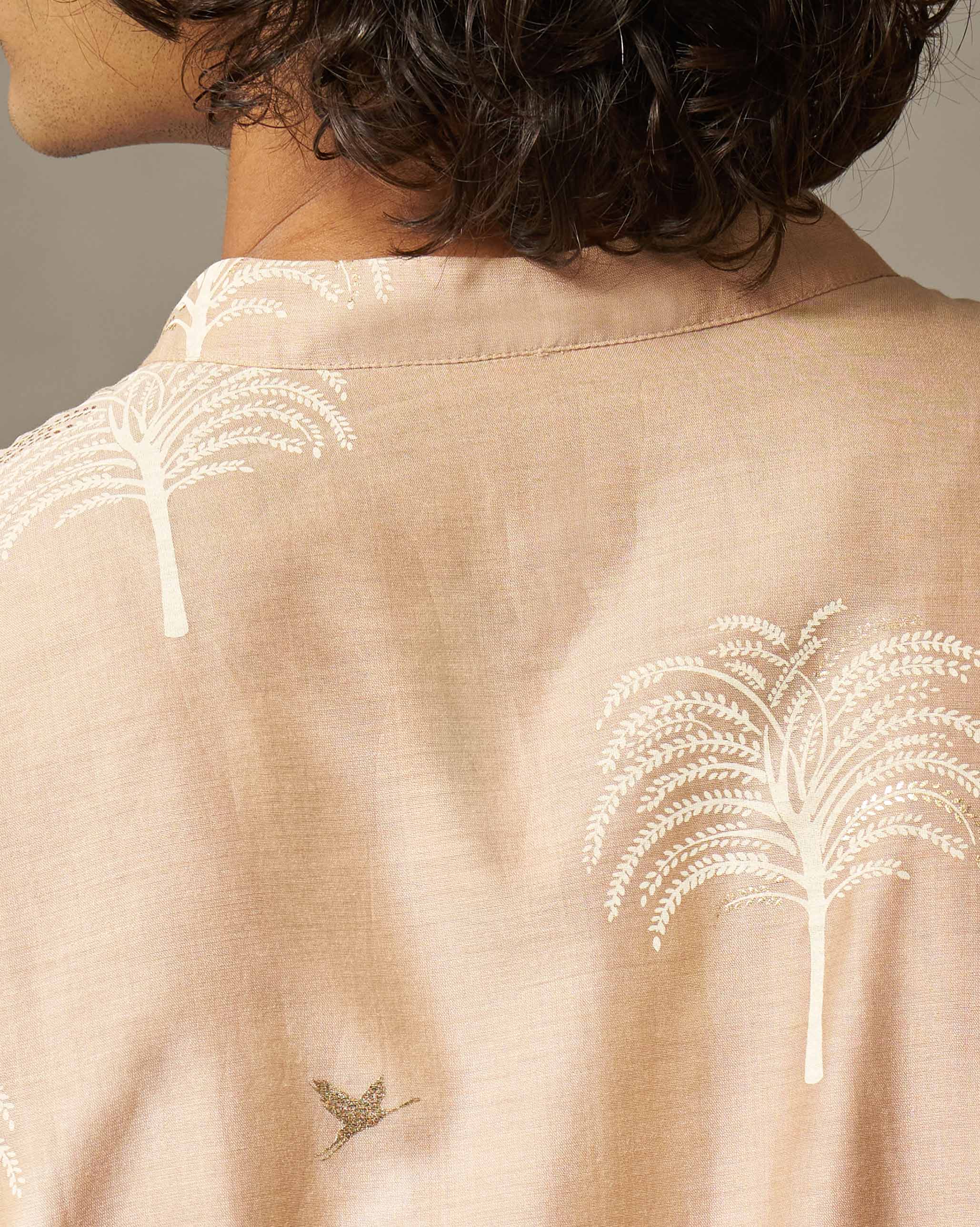 Bageecha Kurta - Light Brown Print - Image 5