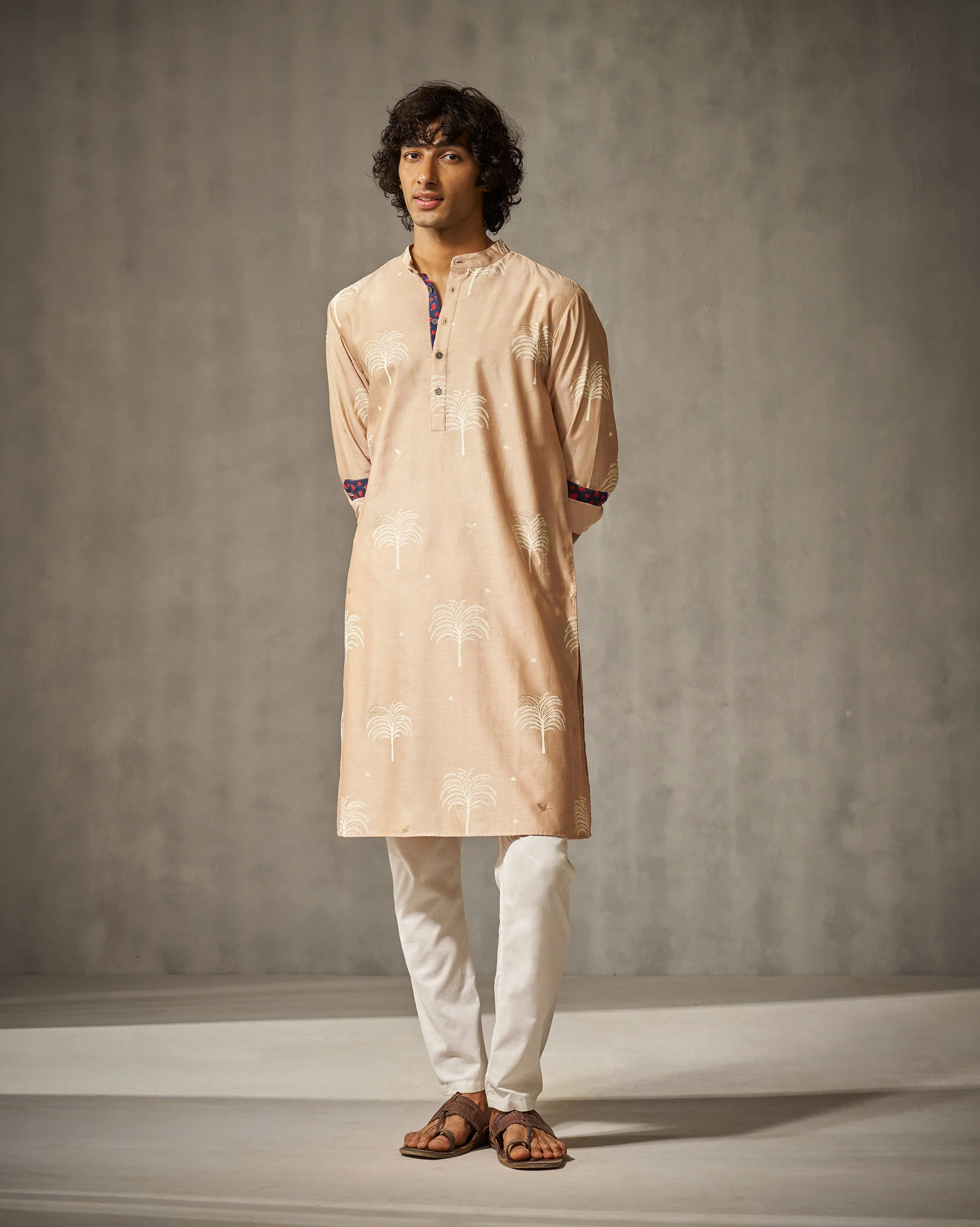 Bageecha Kurta - Light Brown Print - Image 6