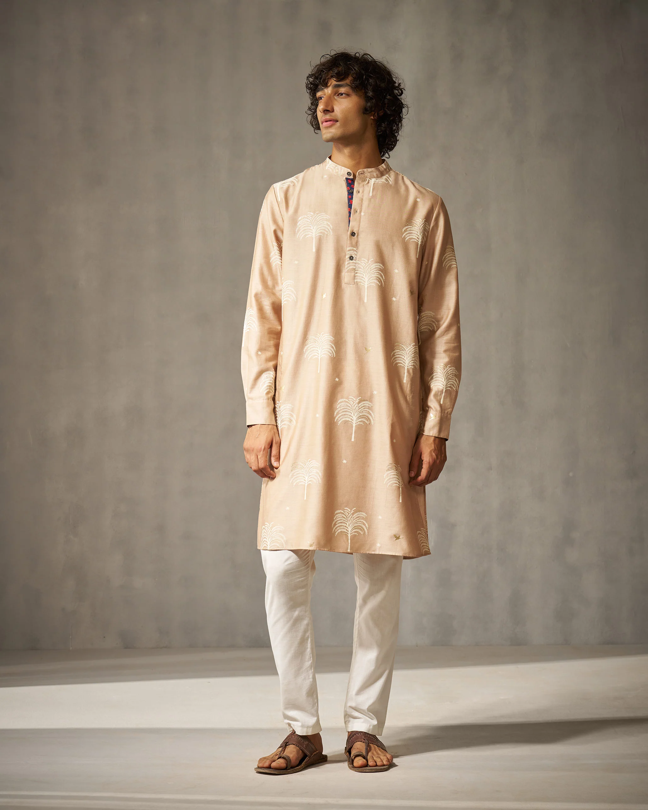 Bageecha Kurta - Light Brown Print - Image 7