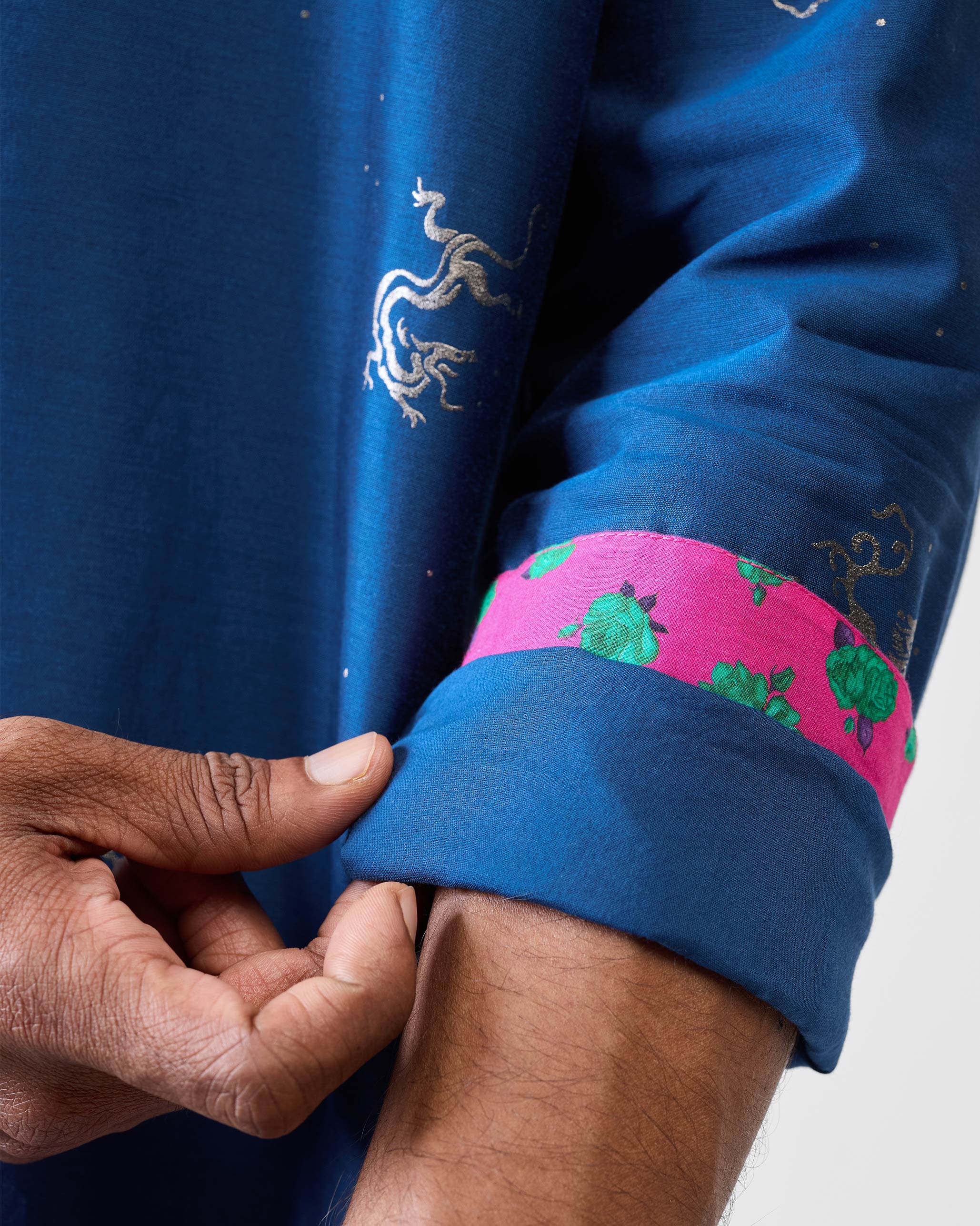 Bageecha Kurta - Navy Printed - Image 6