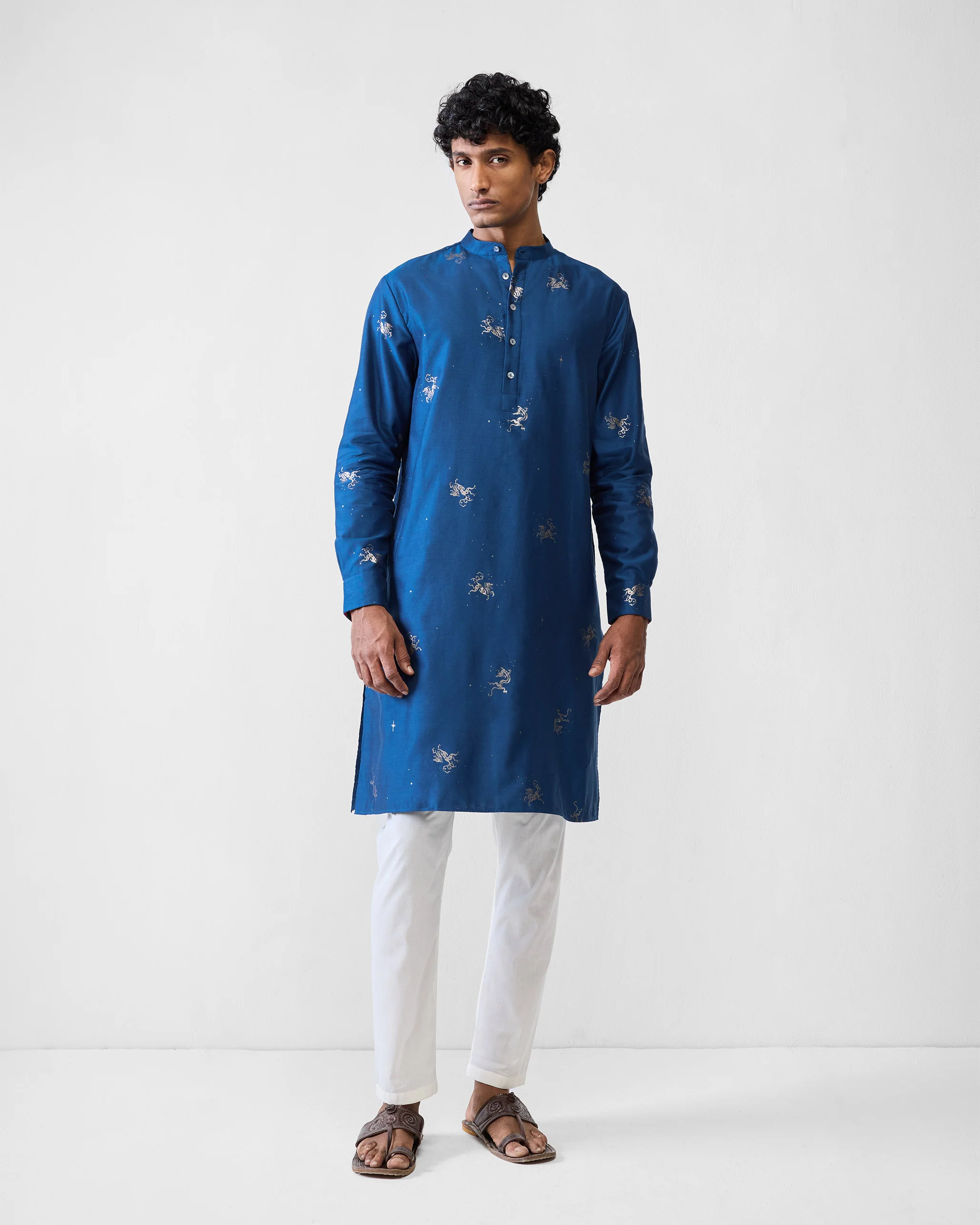 Bageecha Kurta - Navy Printed - Image 8