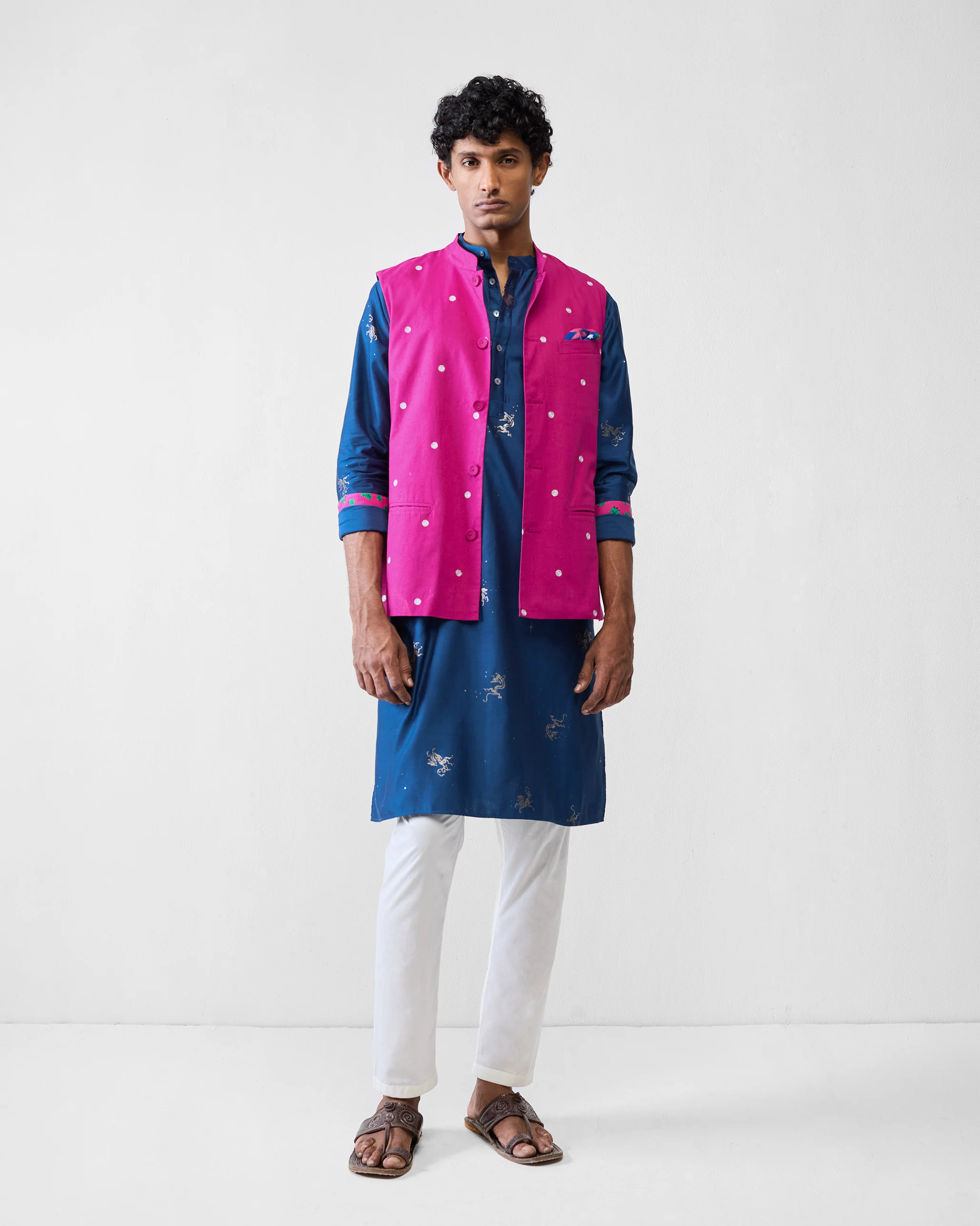 Bageecha Kurta - Navy Printed - Image 9
