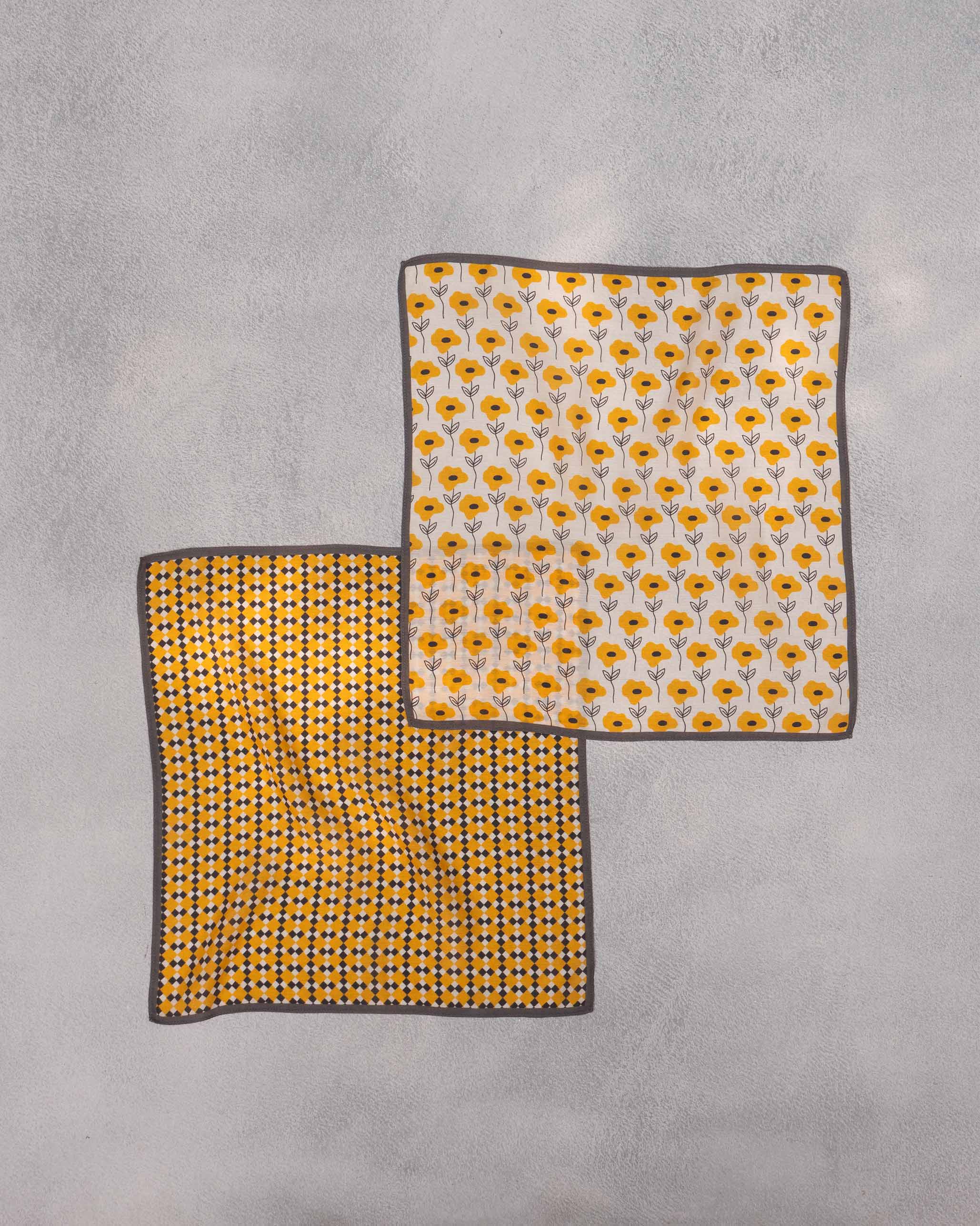 Bageecha Pocket Squares - Dark Blue & Yellow - Image 2
