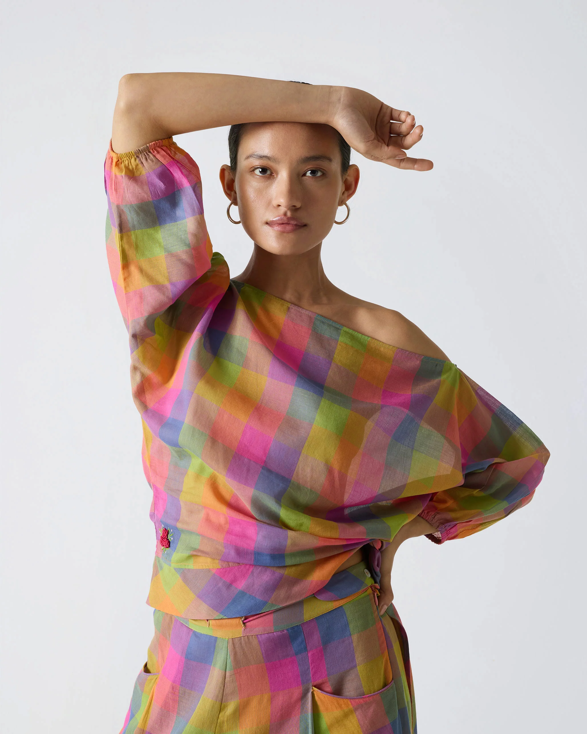 Ballerina Crop Top - Multi Color Checks - Image 2