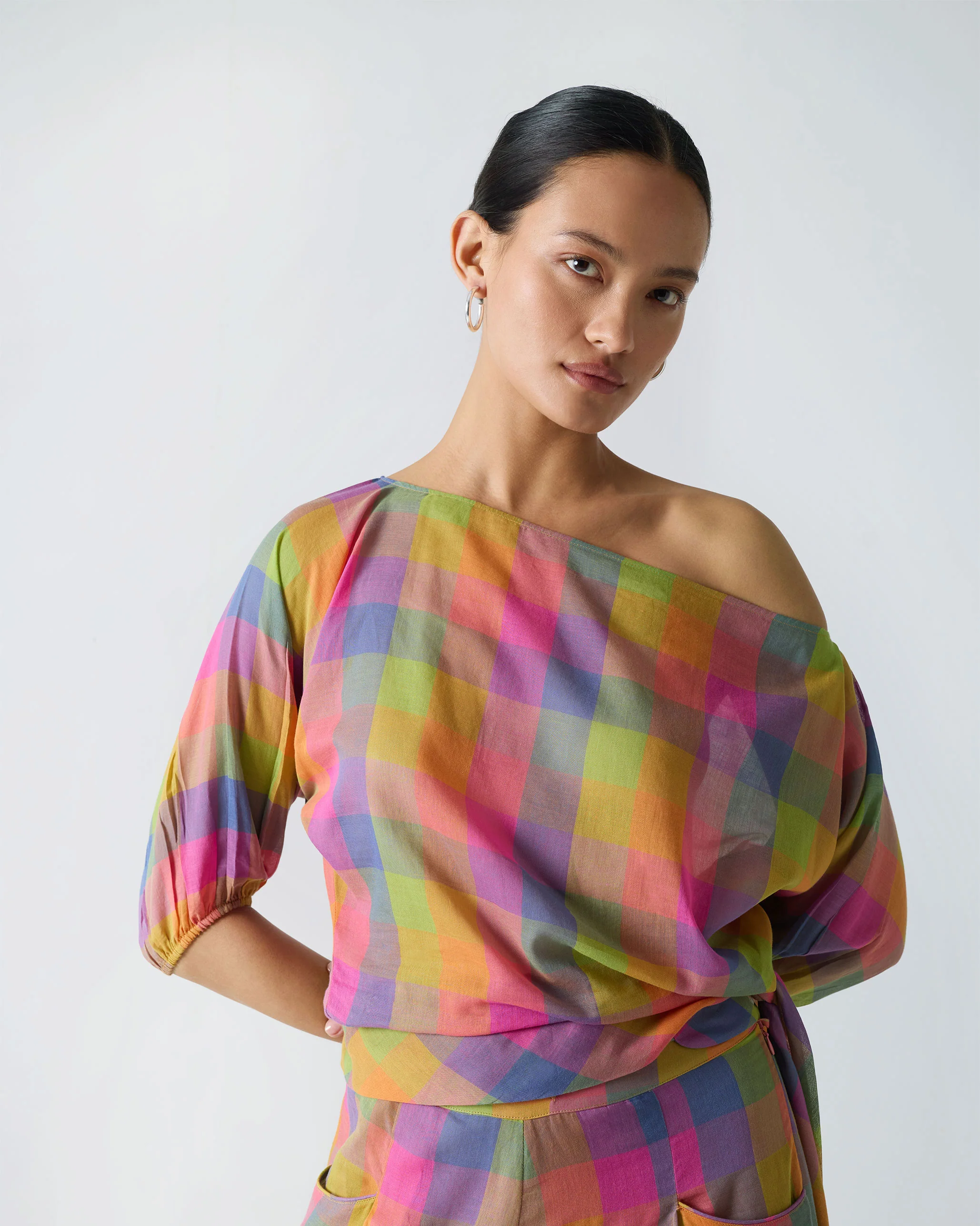 Ballerina Crop Top - Multi Color Checks - Image 4