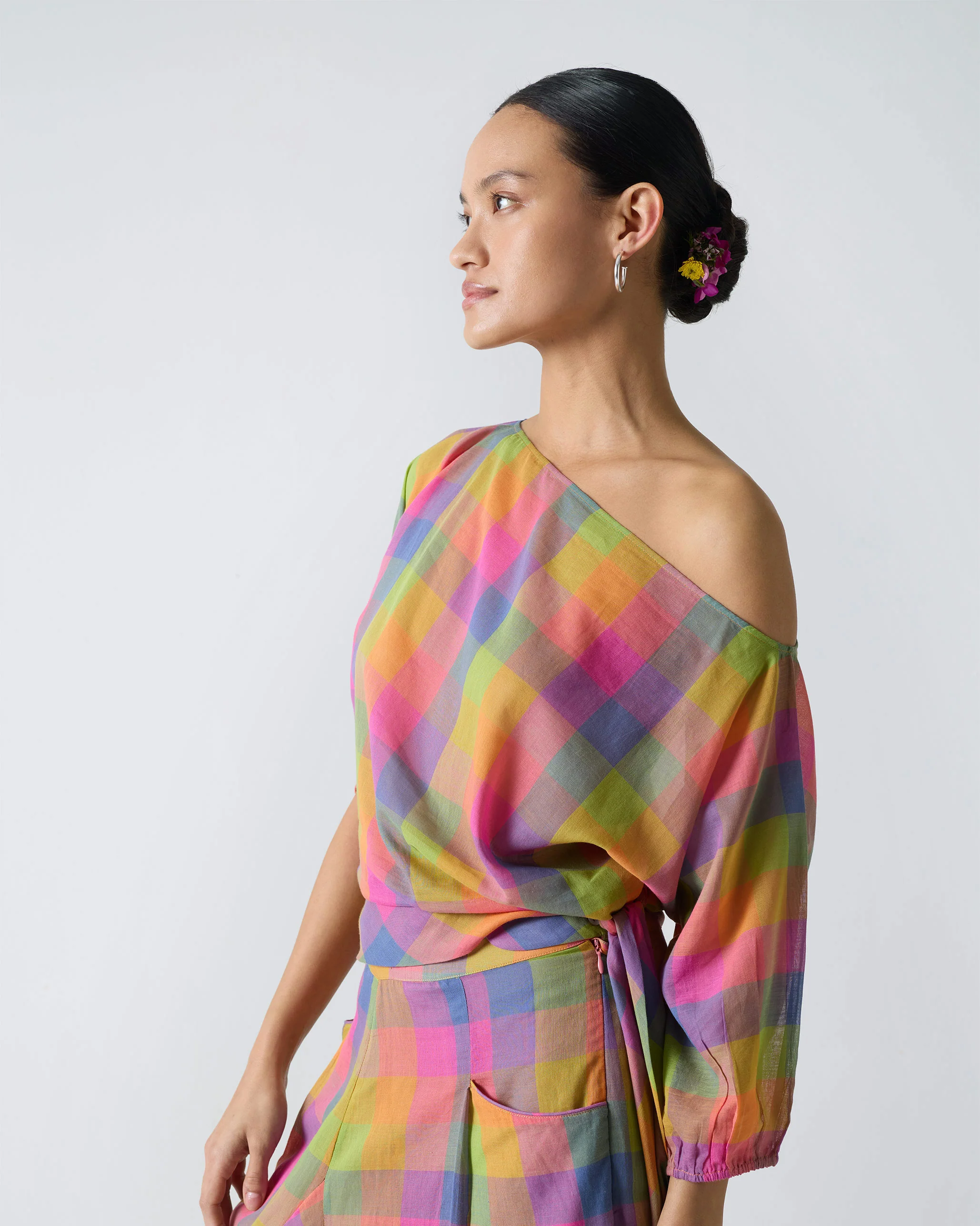 Ballerina Crop Top - Multi Color Checks - Image 5
