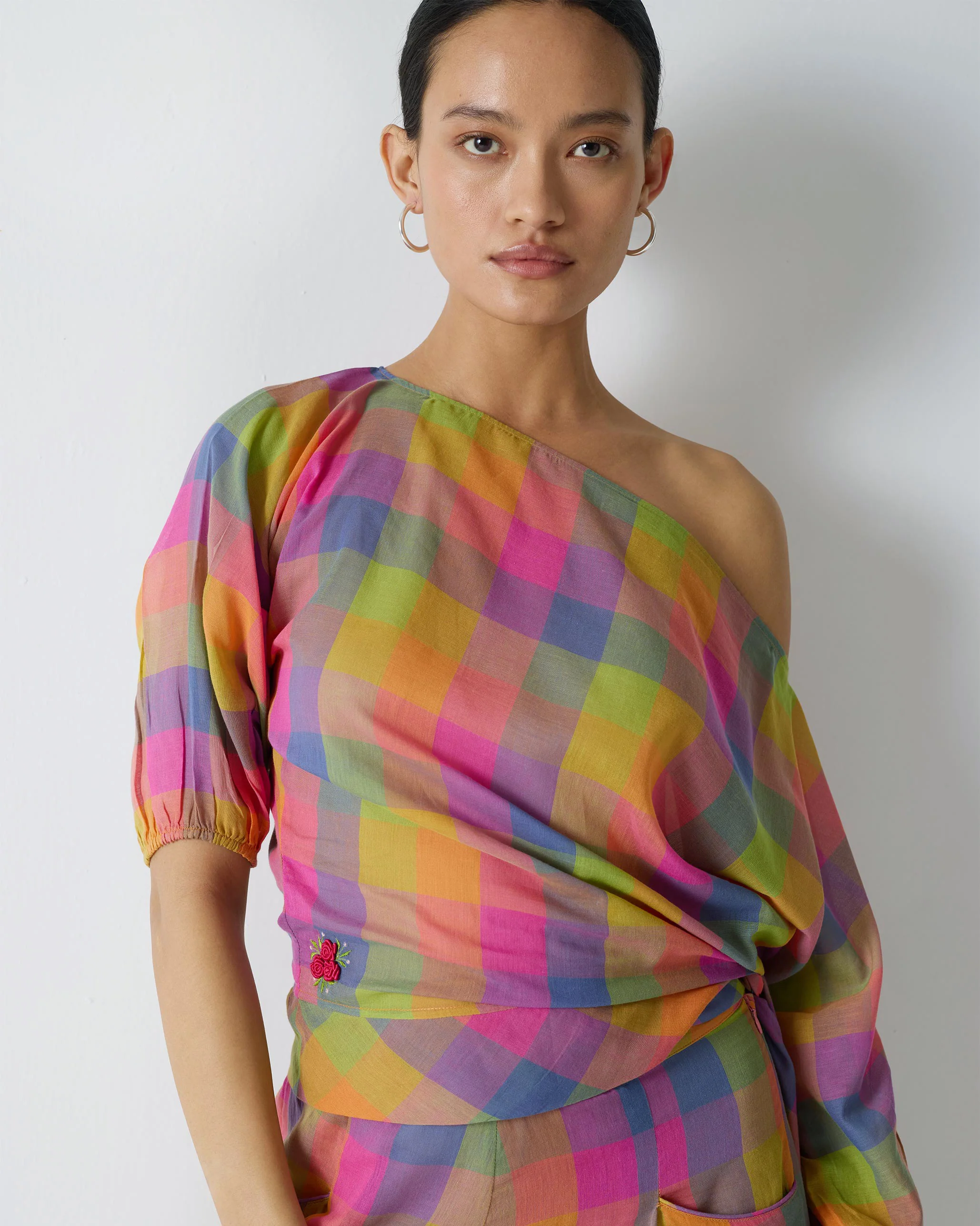 Ballerina Crop Top - Multi Color Checks - Image 7