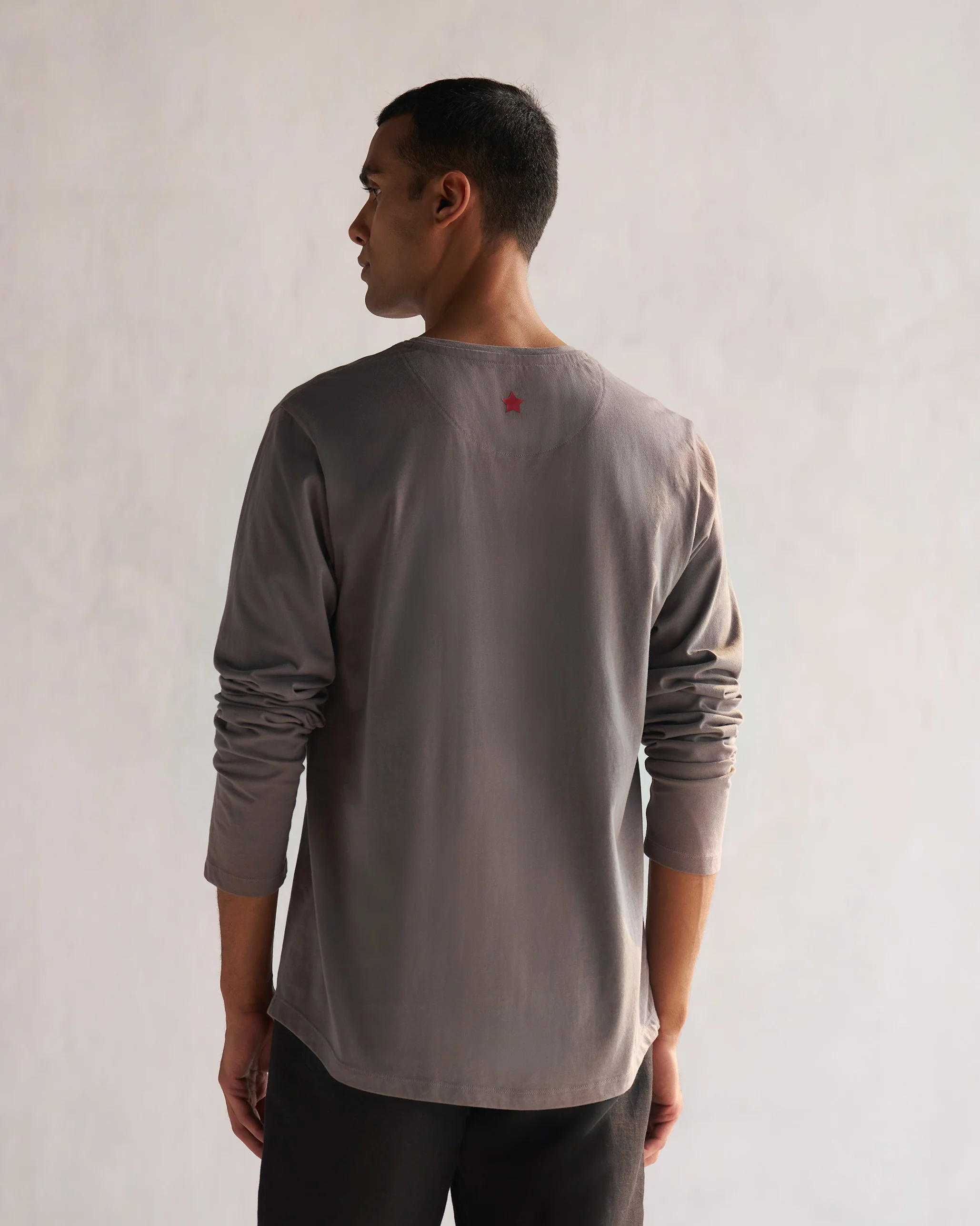 Basic Full Sleeve T-shirt - Charcoal - Image 3