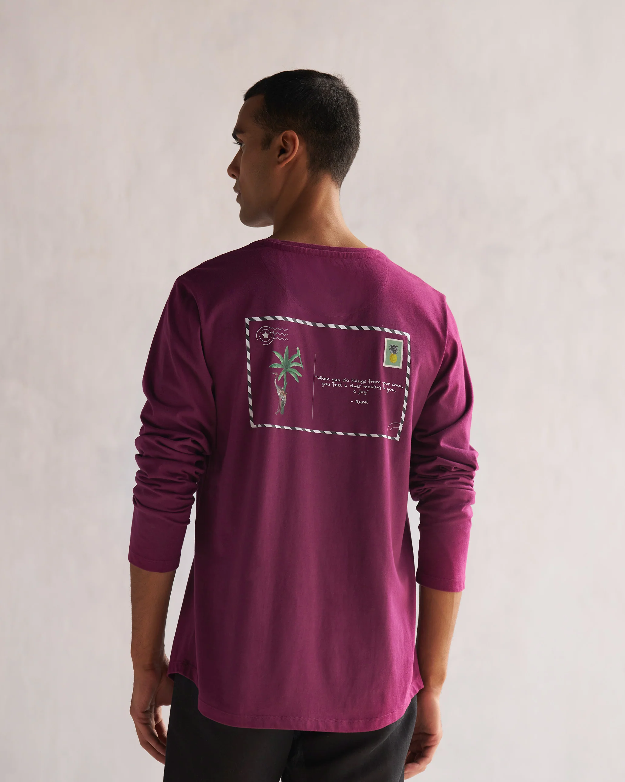 Basic Full Sleeve T-shirt - Wine - Image 3