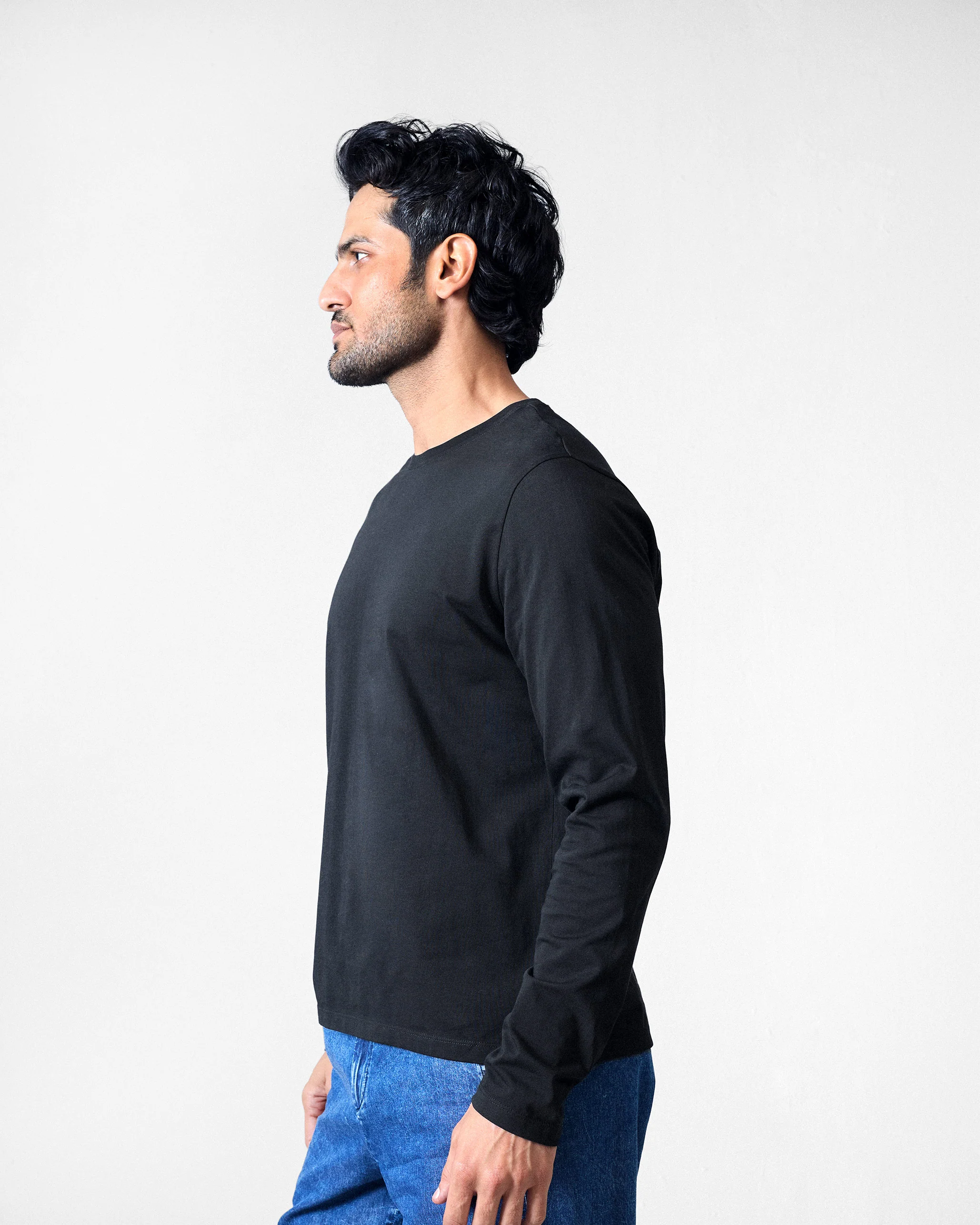 Basic Full Sleeves T-Shirt - Black - Image 3