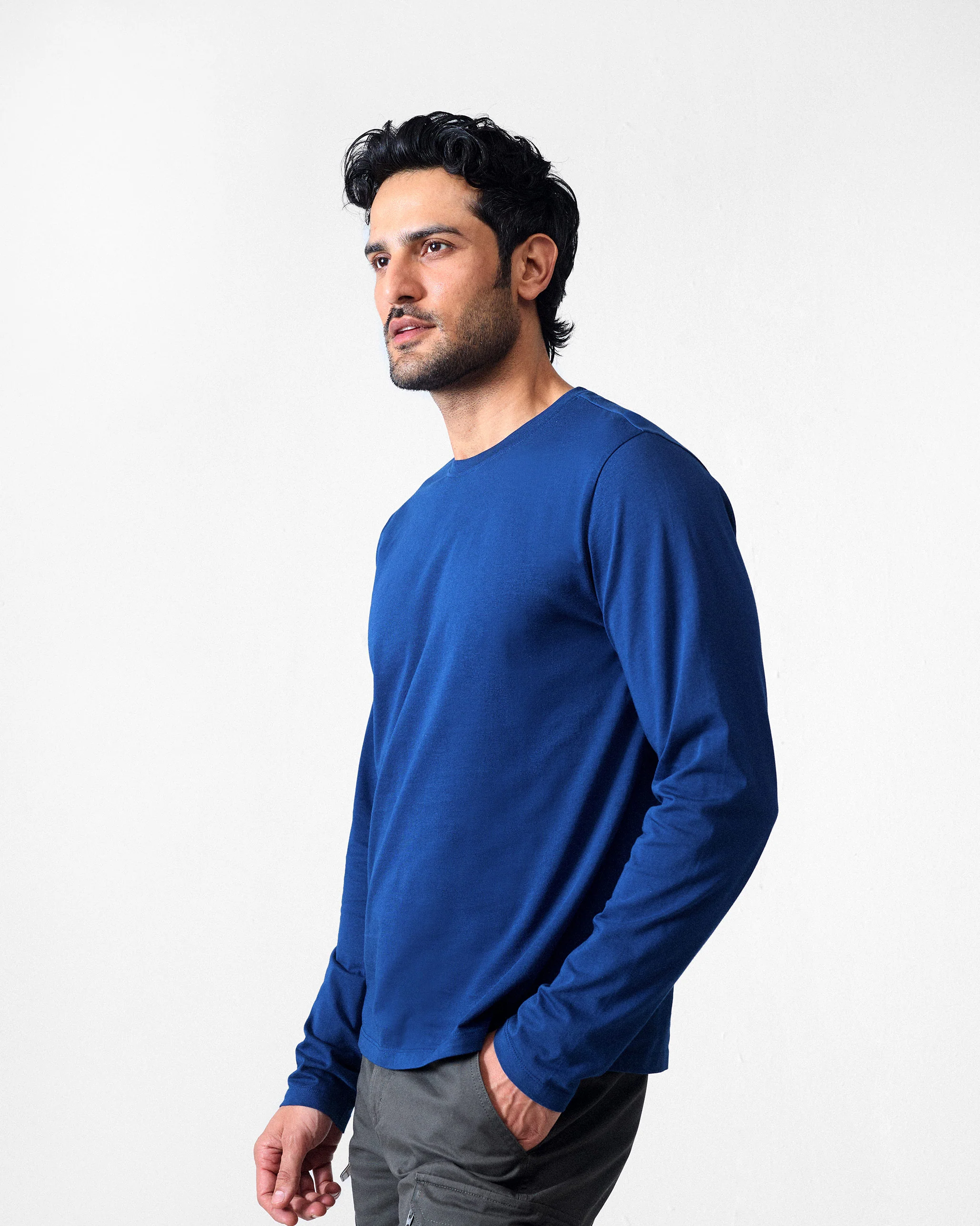 Basic Full Sleeves T-Shirt - Navy - Image 2
