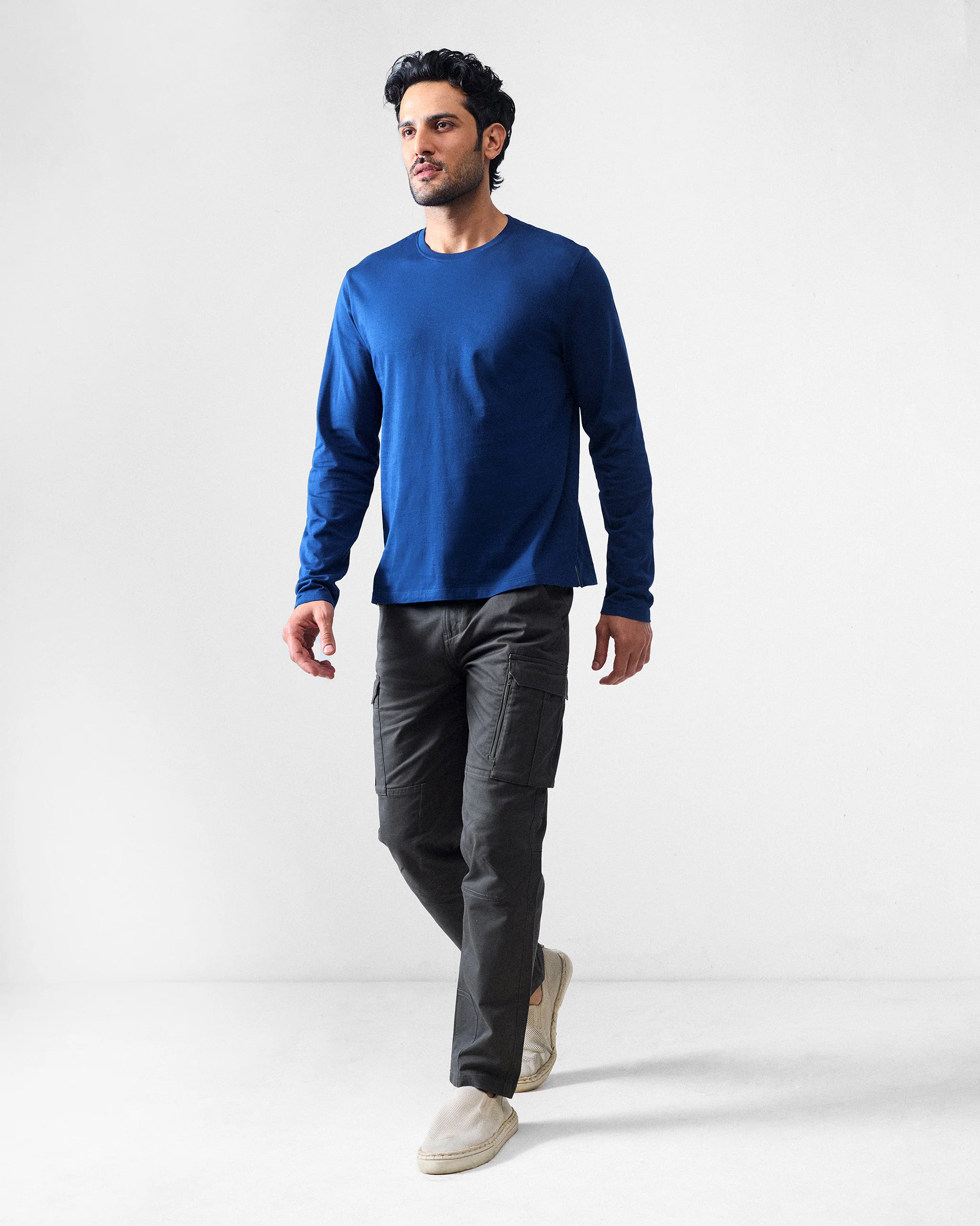 Basic Full Sleeves T-Shirt - Navy - Image 5