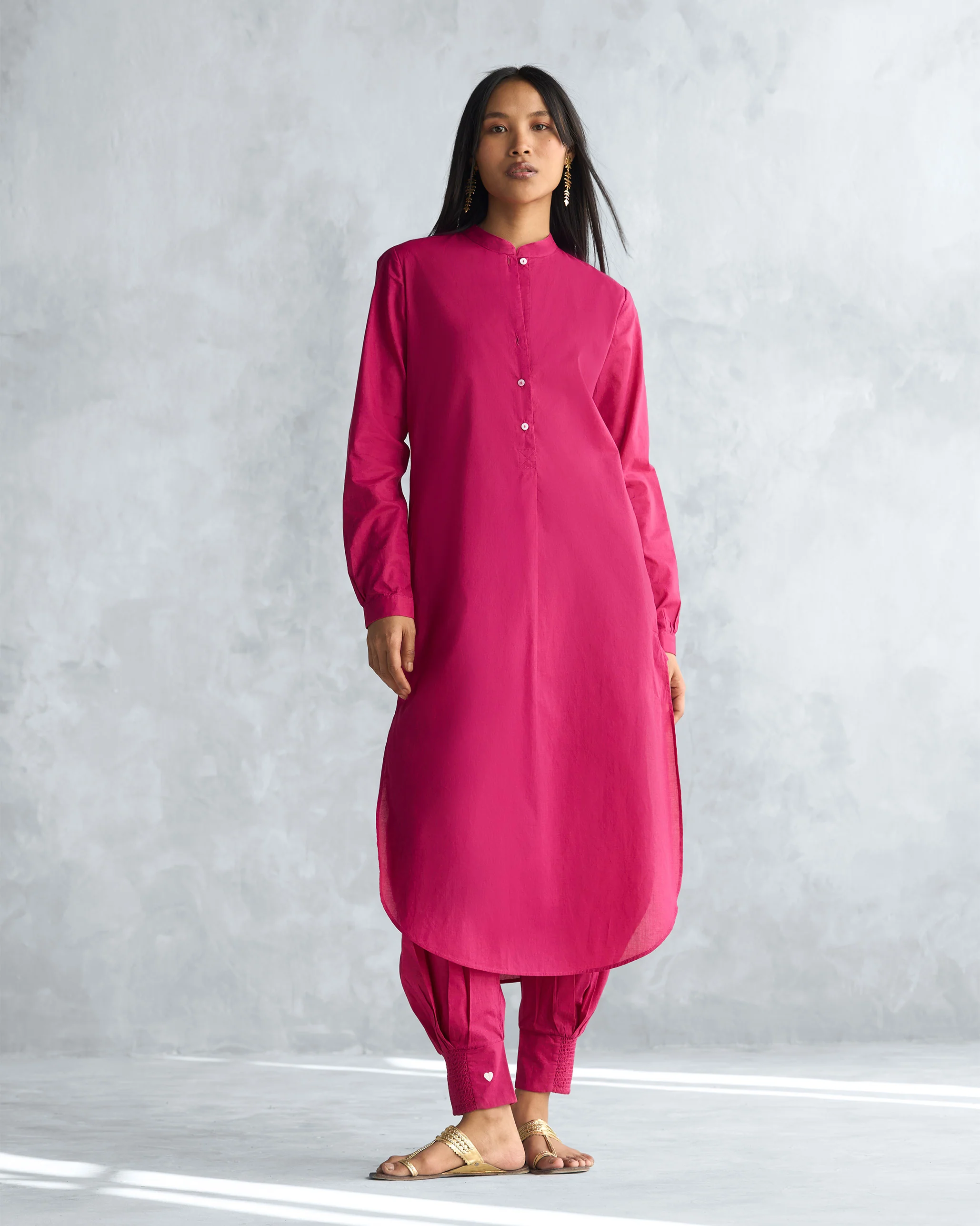 Basic Long Length Kurta - Berry - Image 5