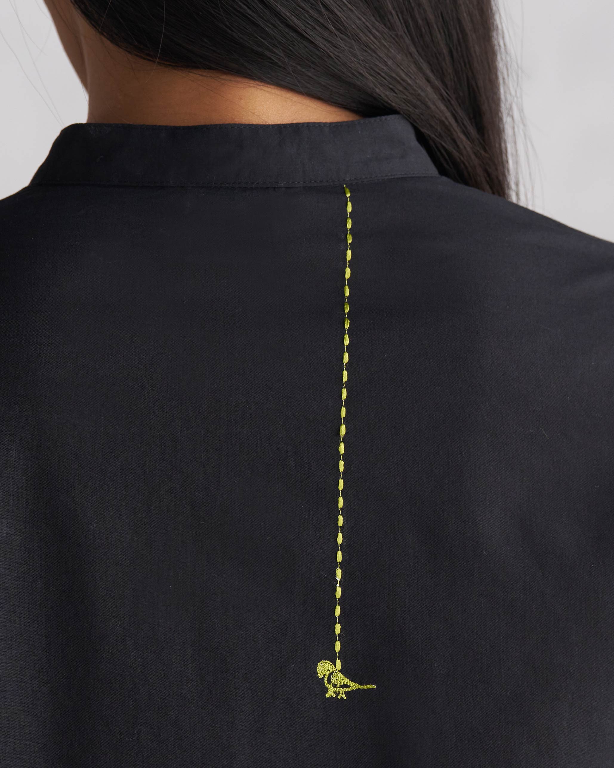 Basic Long Length Kurta - Black - Image 2
