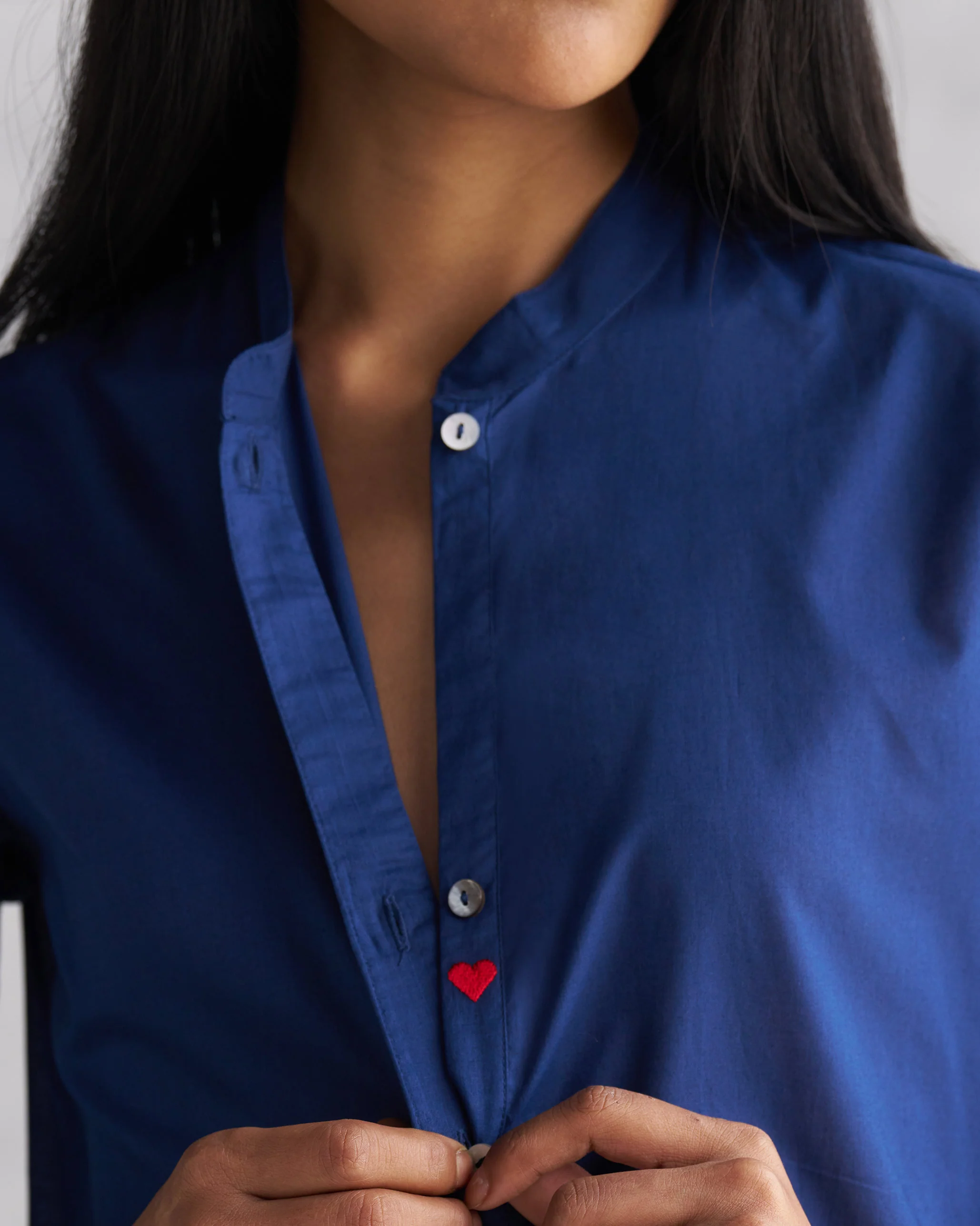 Basic Long Length Kurta - Navy - Image 3